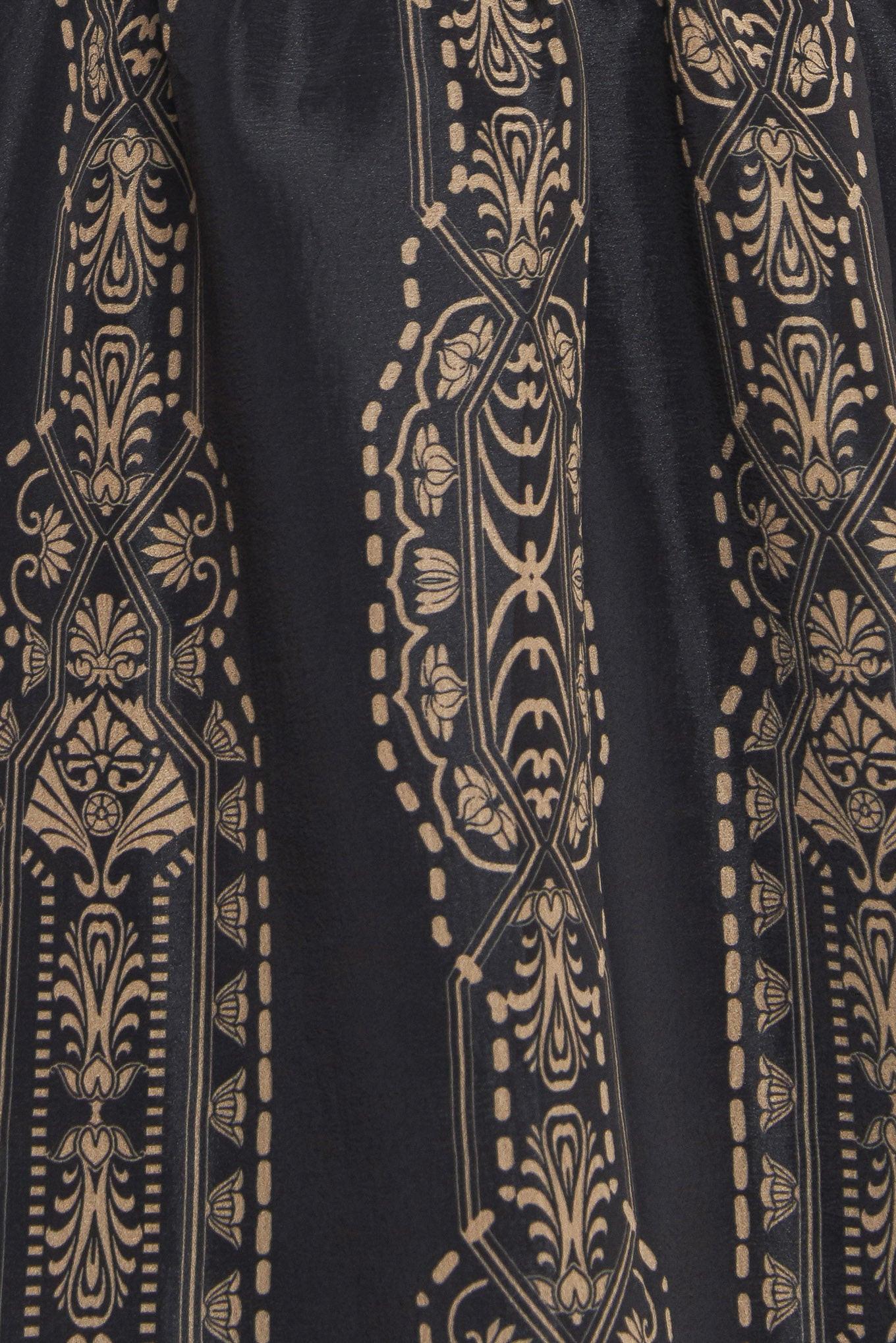 Vintage Square Woven Midi Dress in black taupe, fabric swatch — Soul Flow Apparel