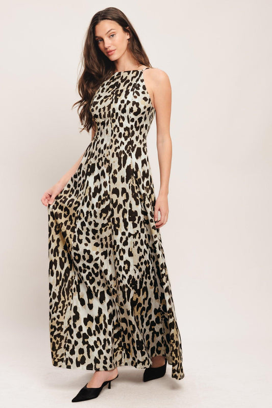 Savage Elegance Woven Maxi Dress in ivory, view 3 — Soul Flow Apparel