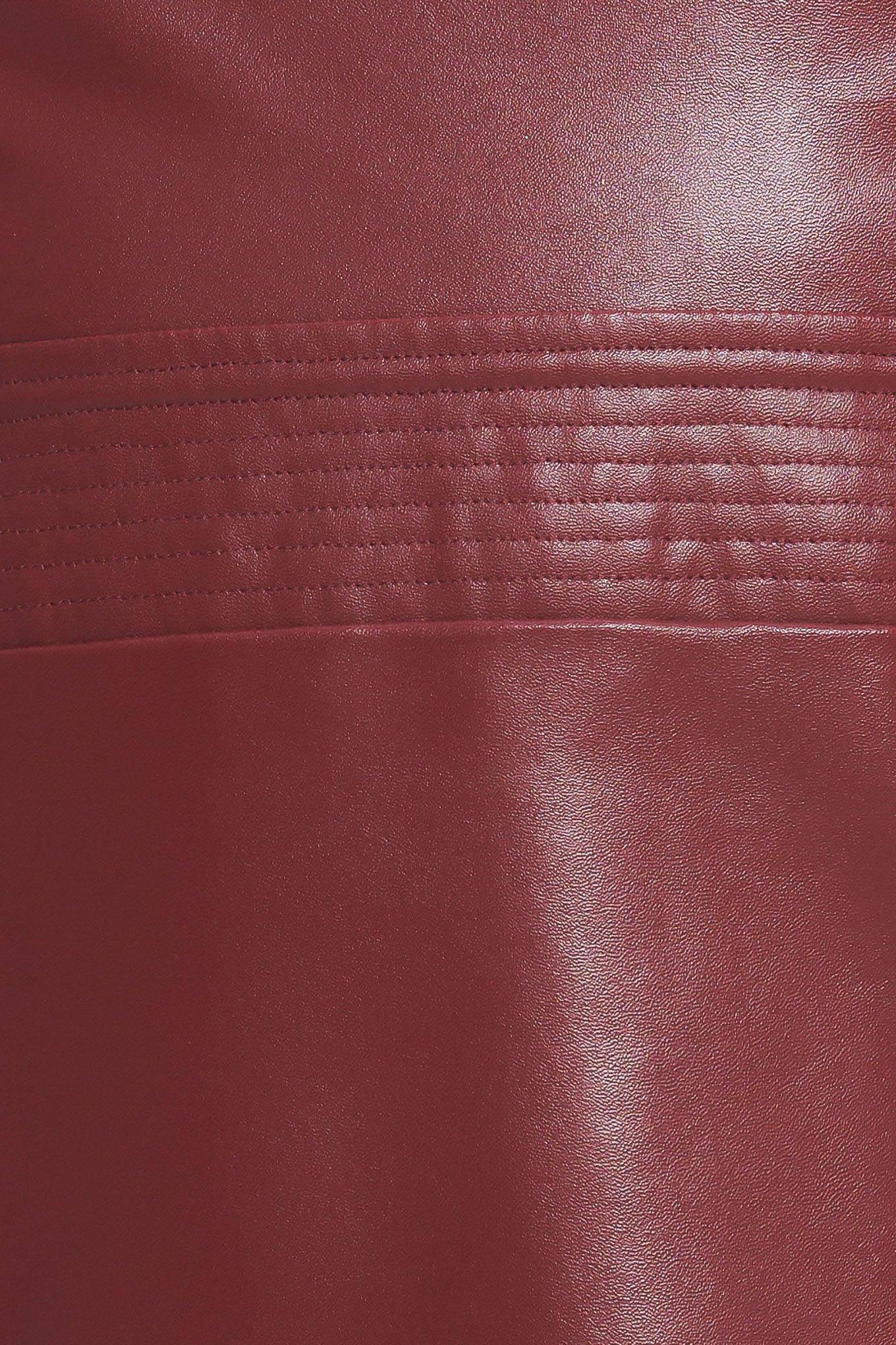 Runway Trend Faux Leather Midi Dress in burgundy, fabric swatch — Soul Flow Apparel