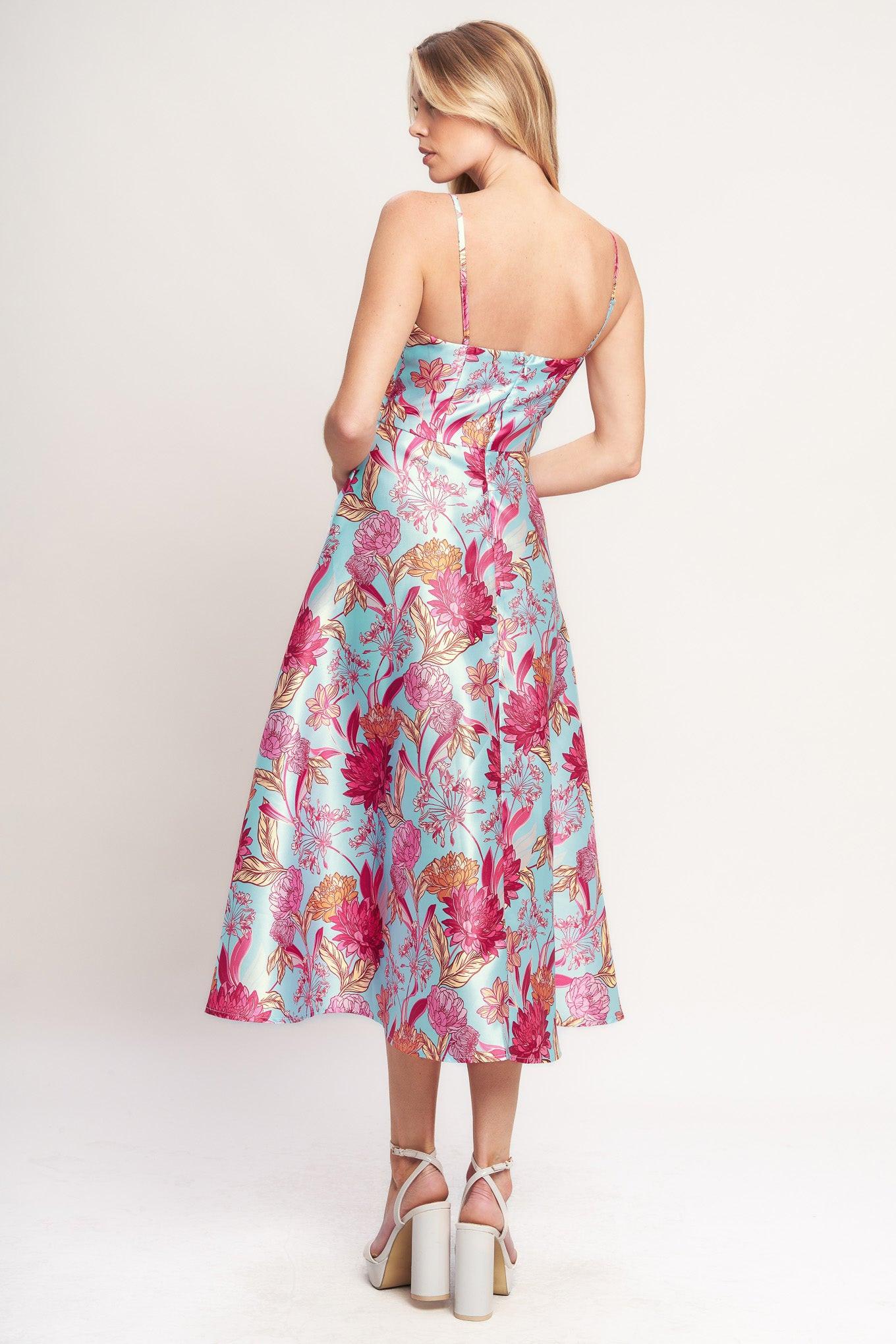 Elevated Garden Woven Midi Dress in light blue, view 5 — Soul Flow Apparel
