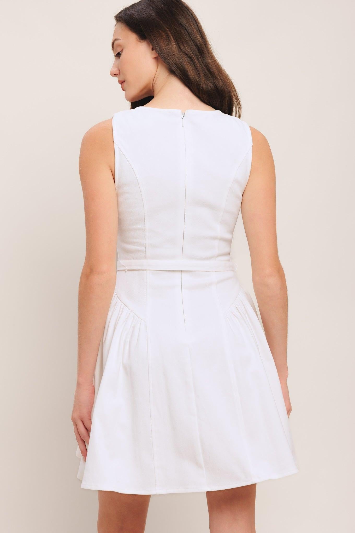 Alyssa Woven Mini Dress in white, view 7 — Soul Flow Apparel