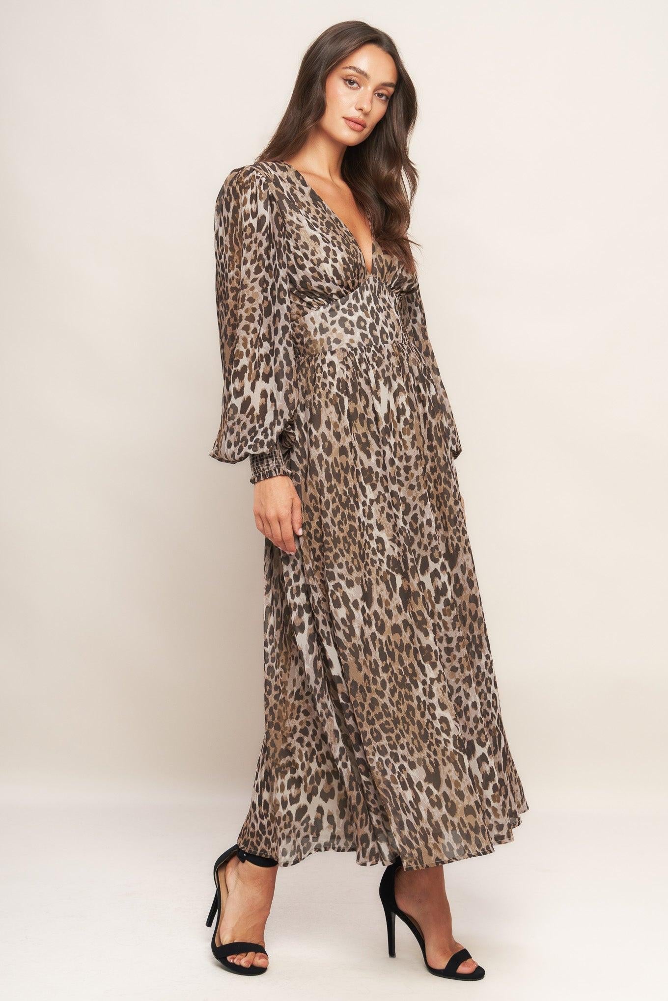 Desert Waltz Woven Midi Dress in taupe brown, view 2 — Soul Flow Apparel