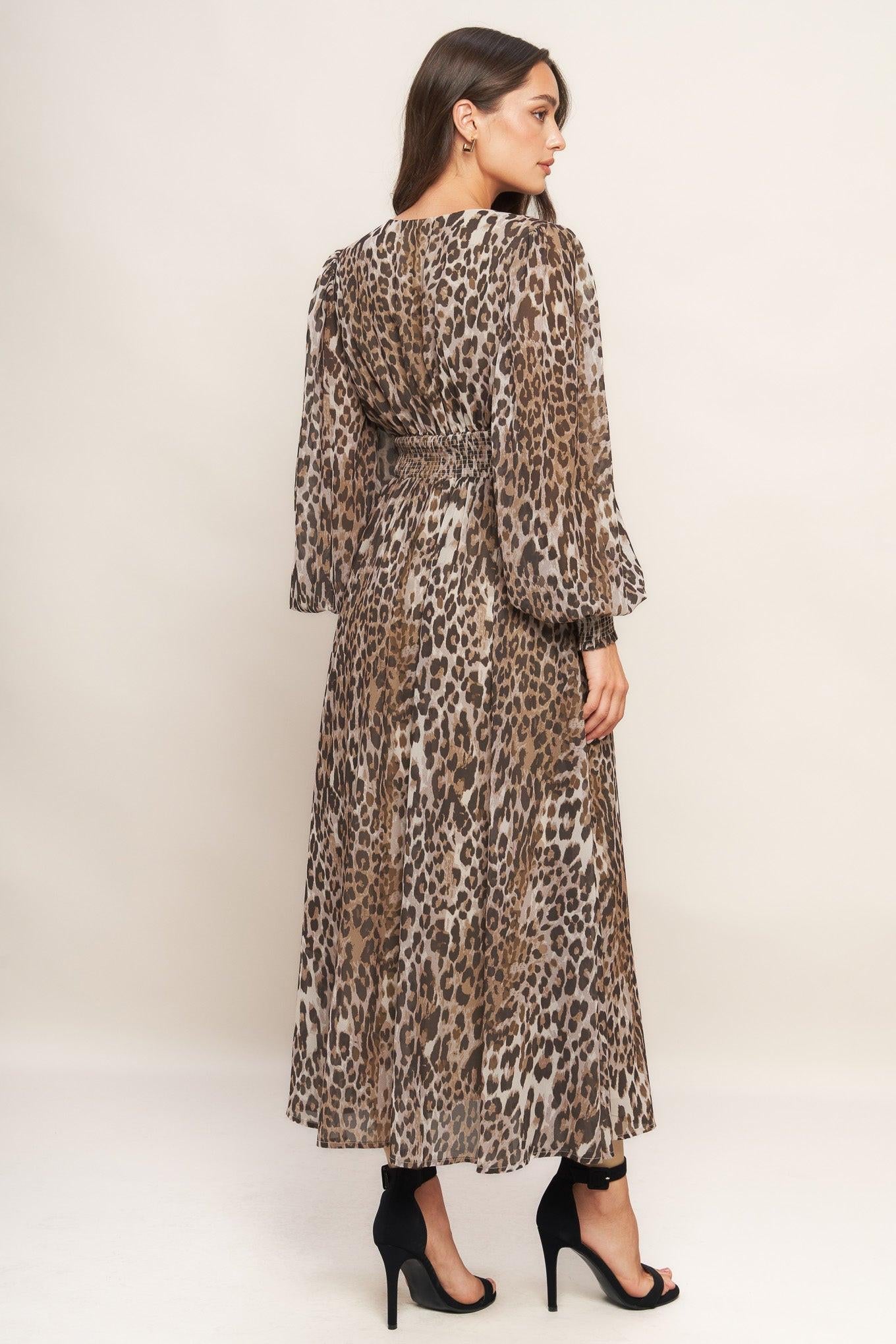 Desert Waltz Woven Midi Dress in taupe brown, view 4 — Soul Flow Apparel