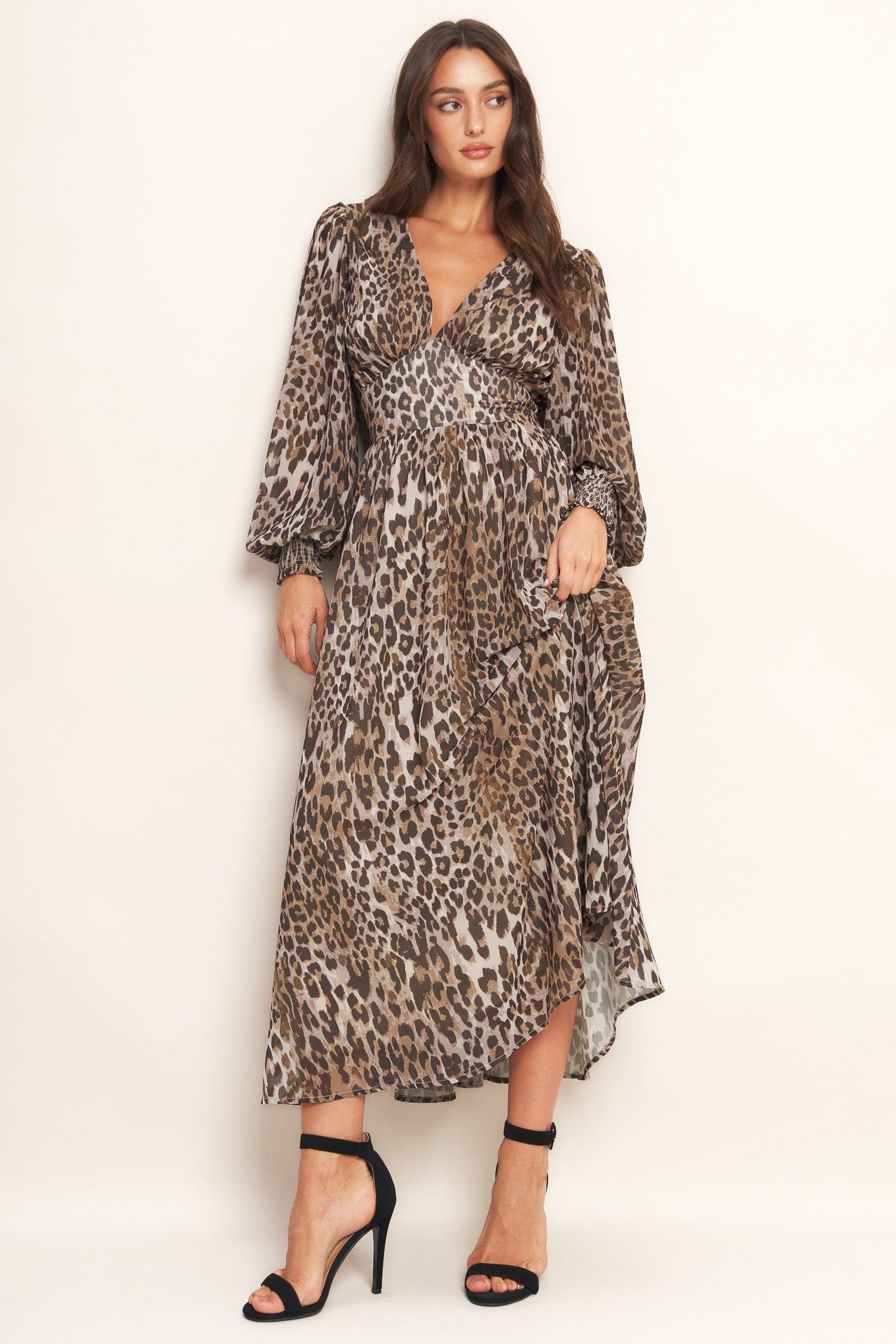 Desert Waltz Woven Midi Dress in taupe brown, view 8 — Soul Flow Apparel