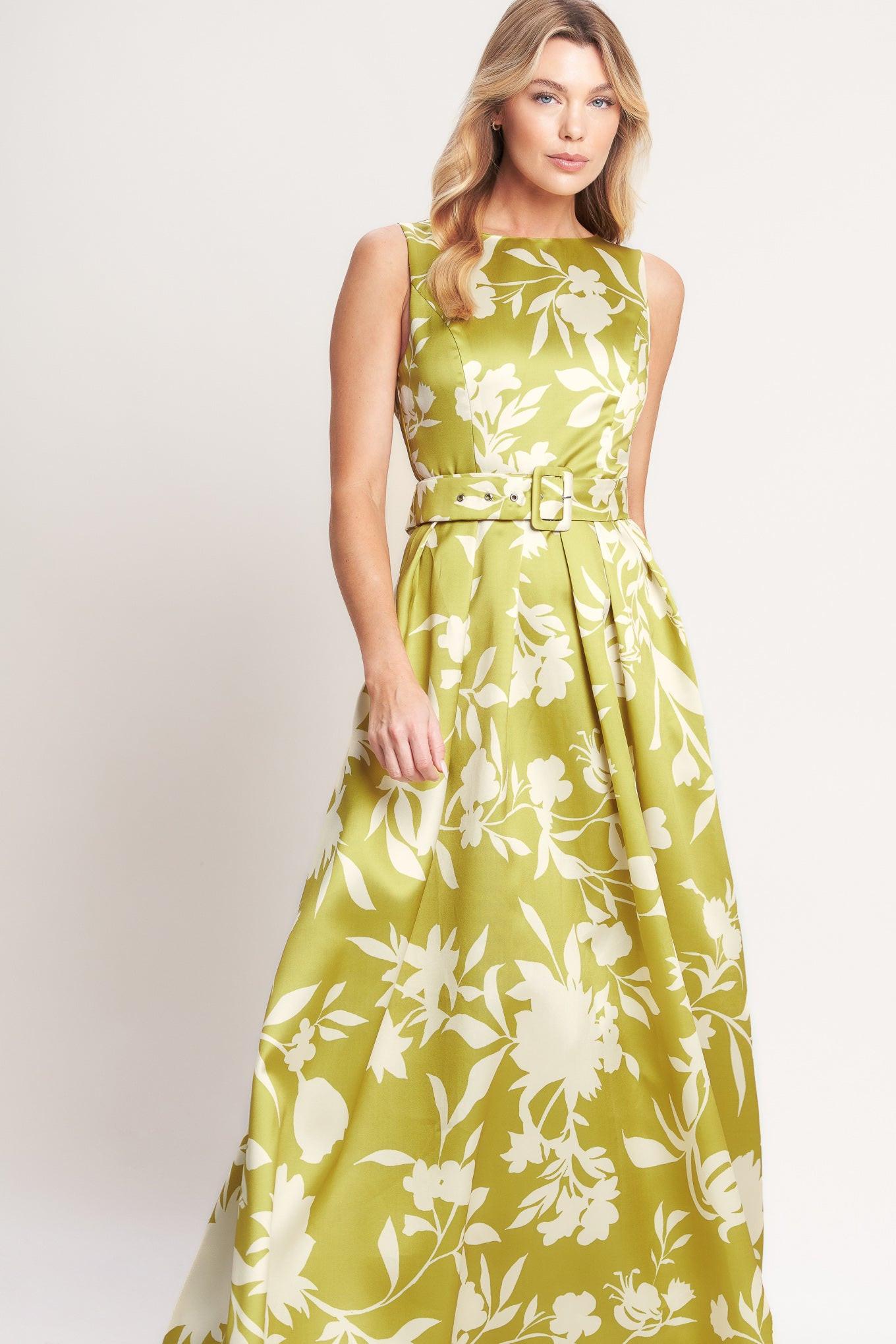 Sapphire Fantasy Lime Woven Maxi Dress, view 2 — Soul Flow Apparel