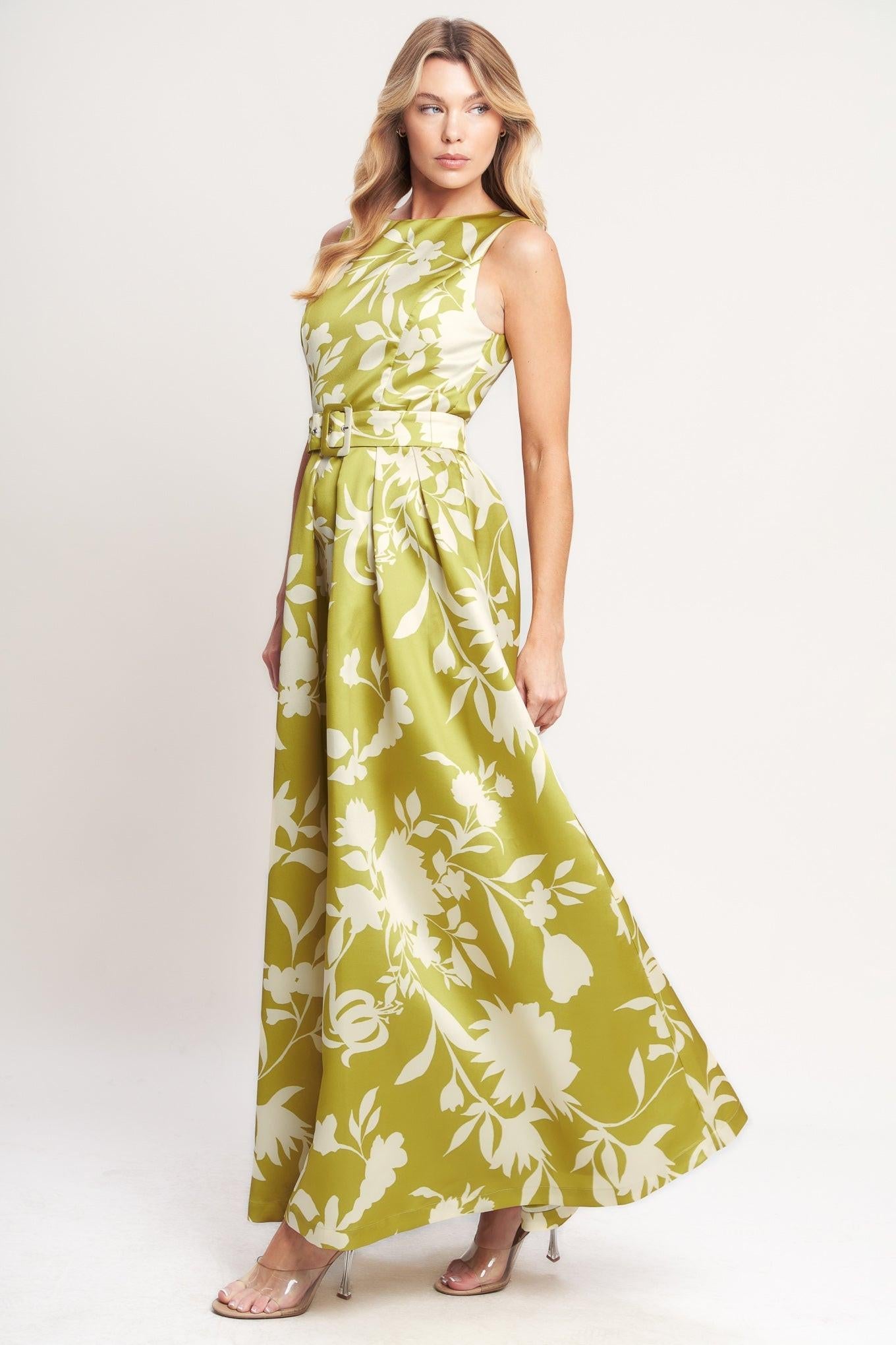 Sapphire Fantasy Lime Woven Maxi Dress, view 4 — Soul Flow Apparel