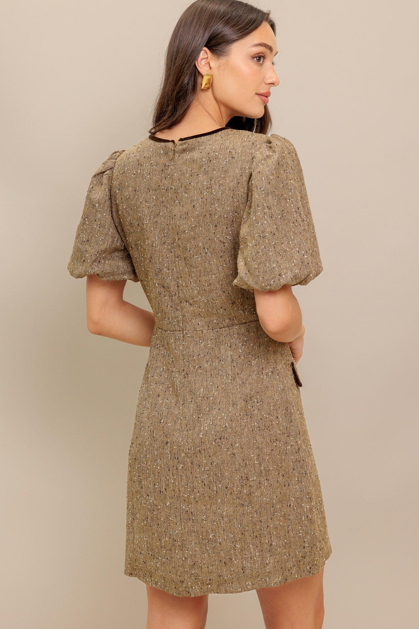 Mademoiselle Mode Woven Weed Mini Dress in sienna, view 6 — Soul Flow Apparel
