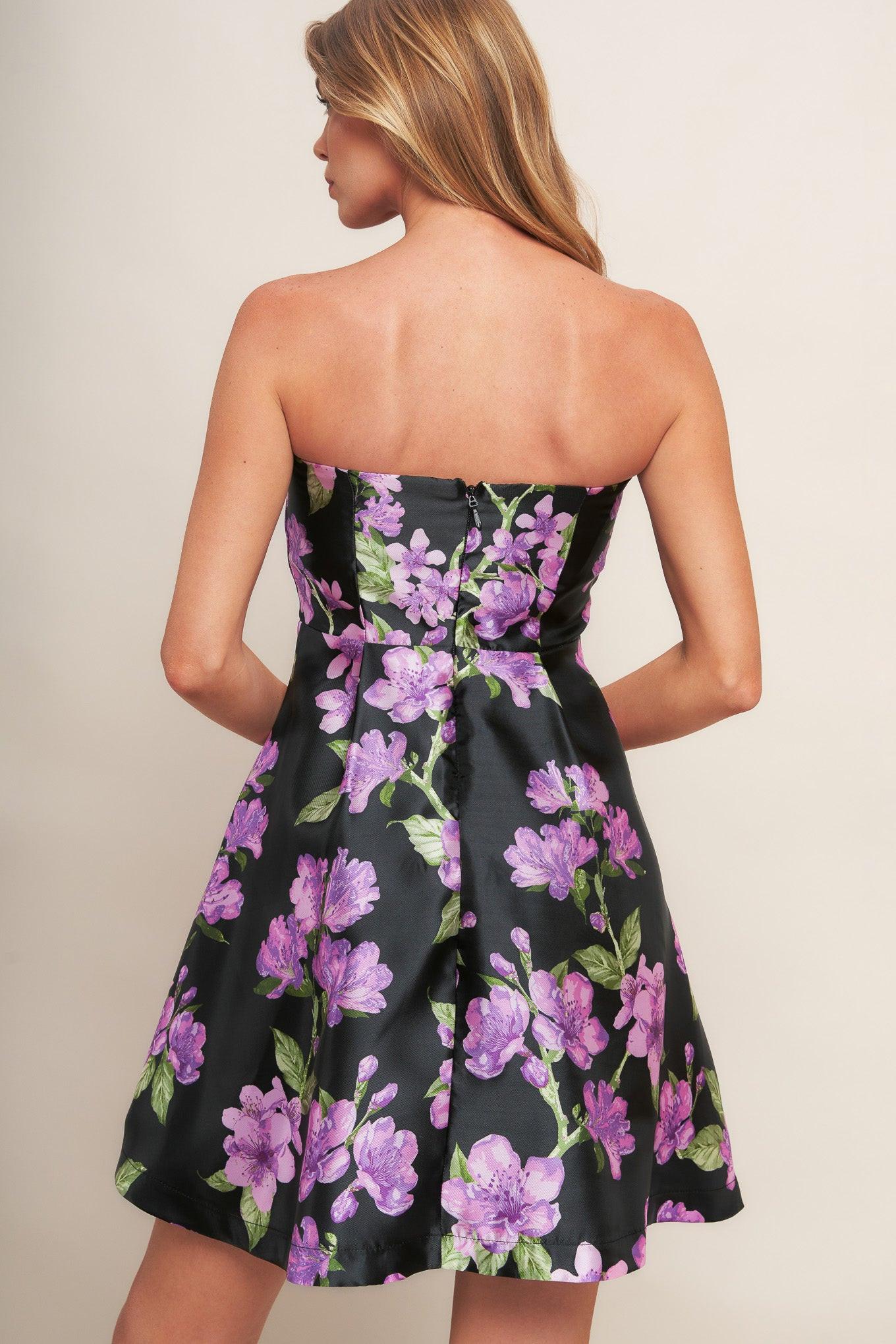Garden Party Chic Woven Mini Dress in black, view 6 — Soul Flow Apparel