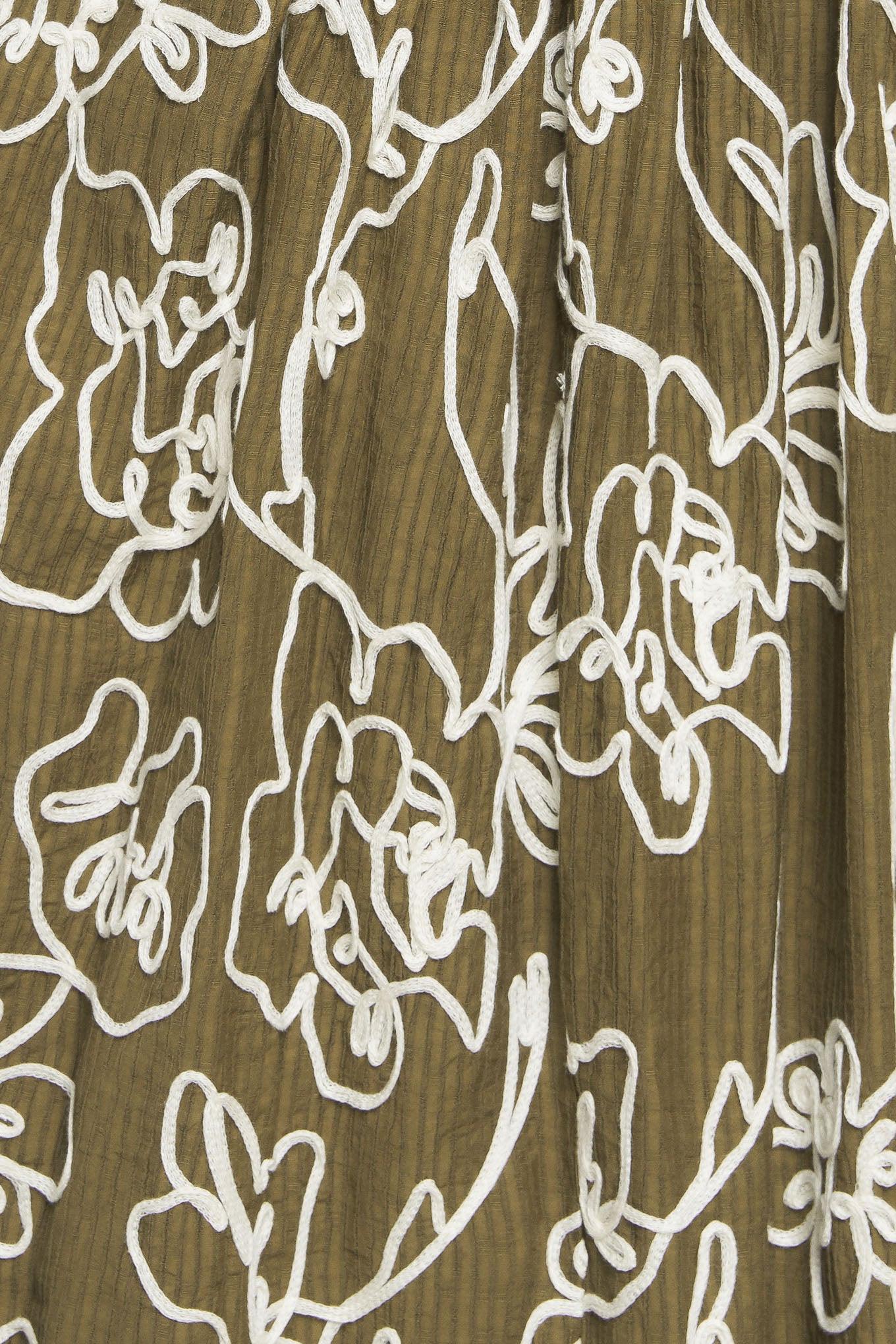 Botanical Outline Woven Mini Dress in brown, fabric swatch — Soul Flow Apparel