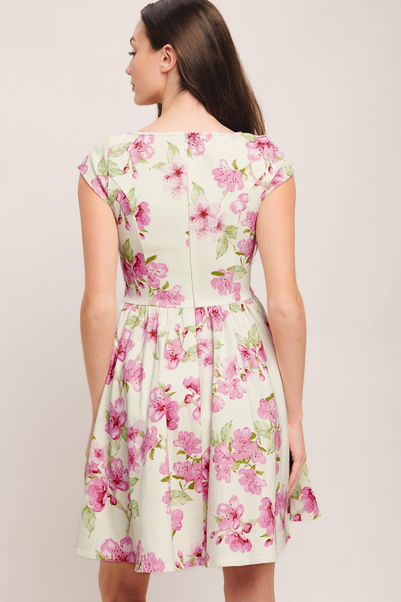 Blossom Babe Woven Mini Dress in ivory pink, view 6 — Soul Flow Apparel