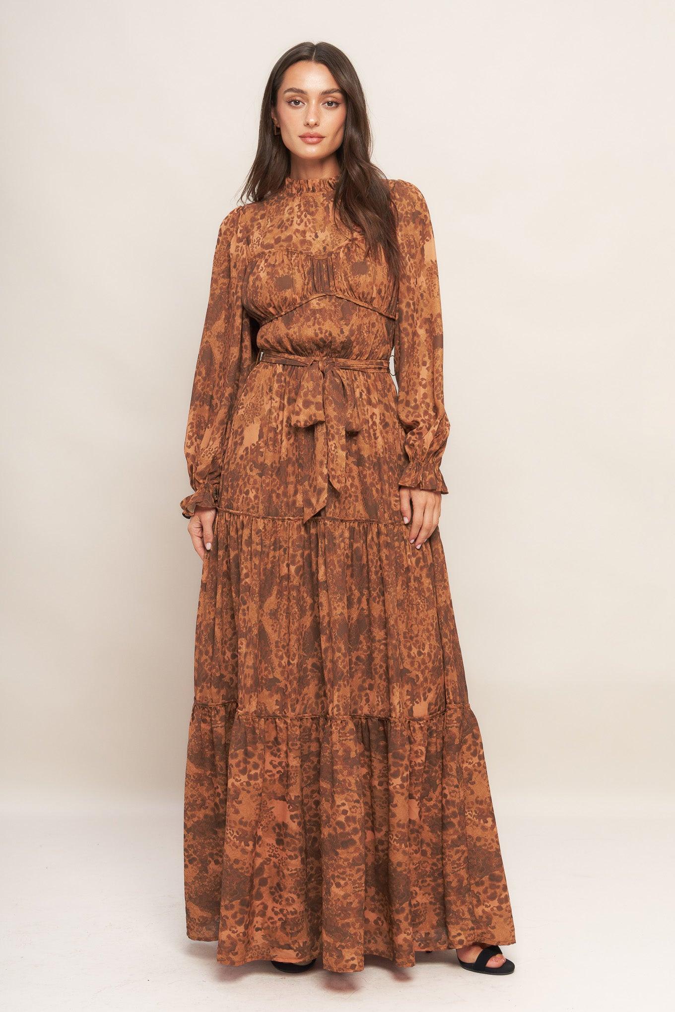 Nomad's Whisper Woven Maxi Dress in sienna, view 2 — Soul Flow Apparel