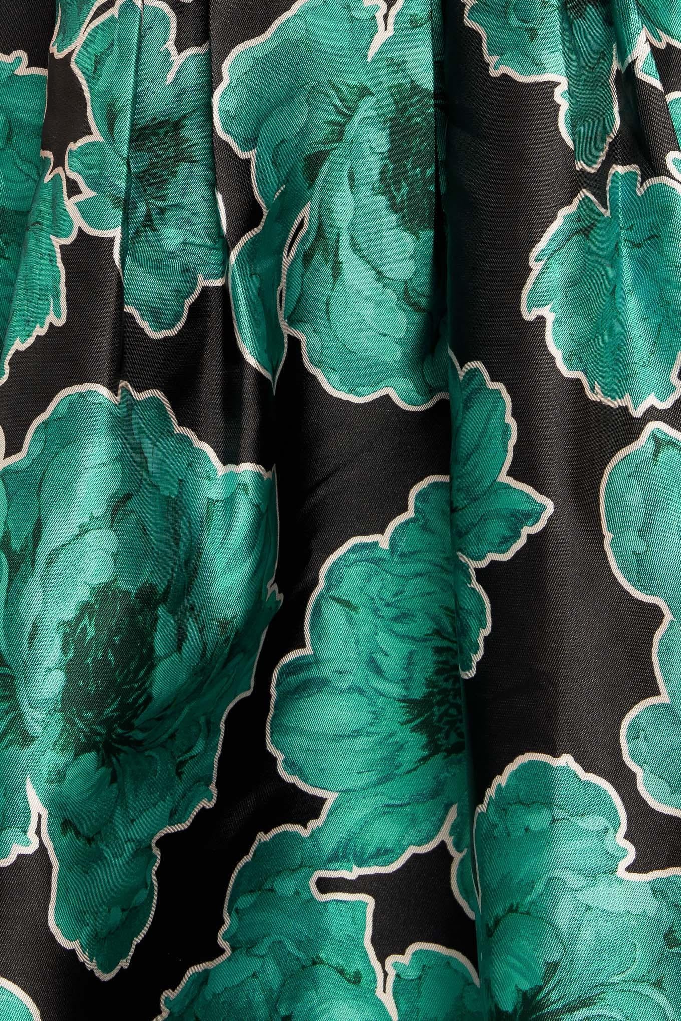 Royal Baroque Woven Midi Dress in black green, fabric swatch — Soul Flow Apparel