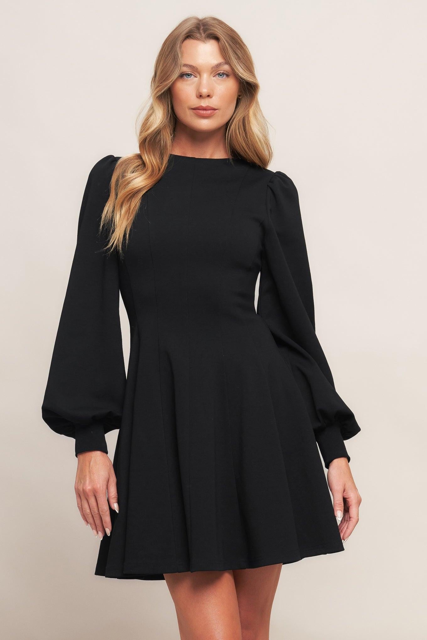 Black Swan Heavy Knit Mini Dress, view 1 — Soul Flow Apparel
