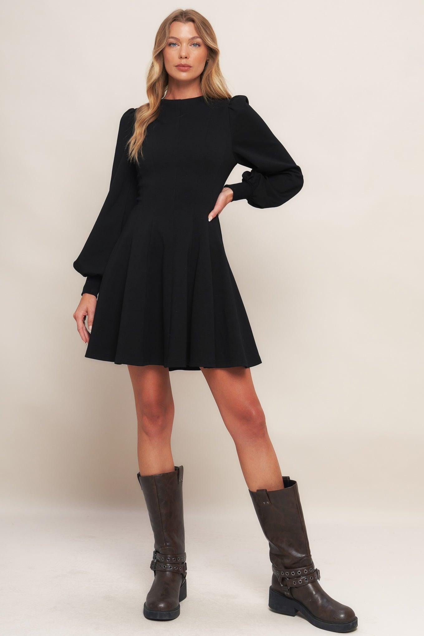 Black Swan Heavy Knit Mini Dress, view 2 — Soul Flow Apparel