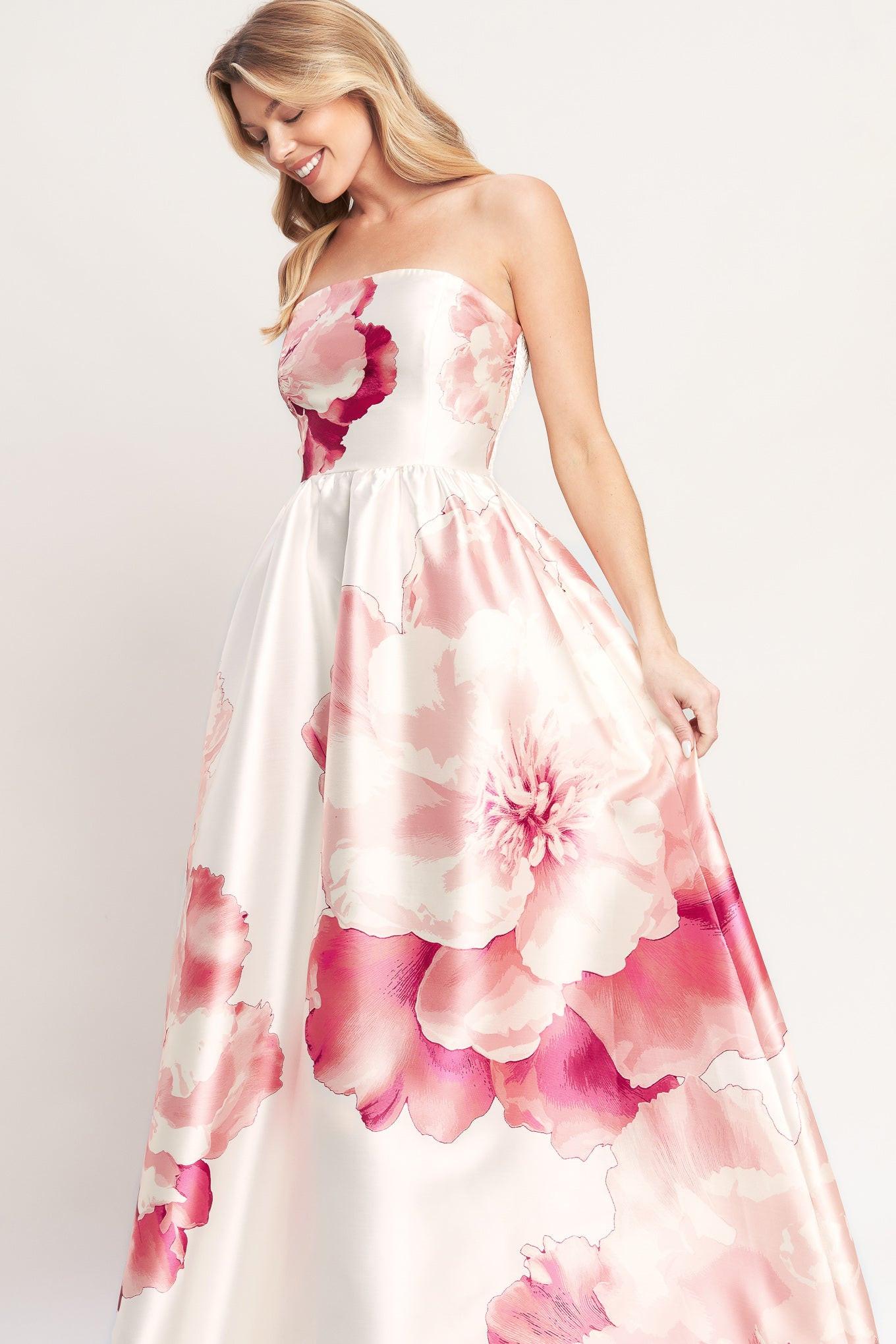 Luxe Peony Woven Maxi Dress in ivory coral, view 3 — Soul Flow Apparel