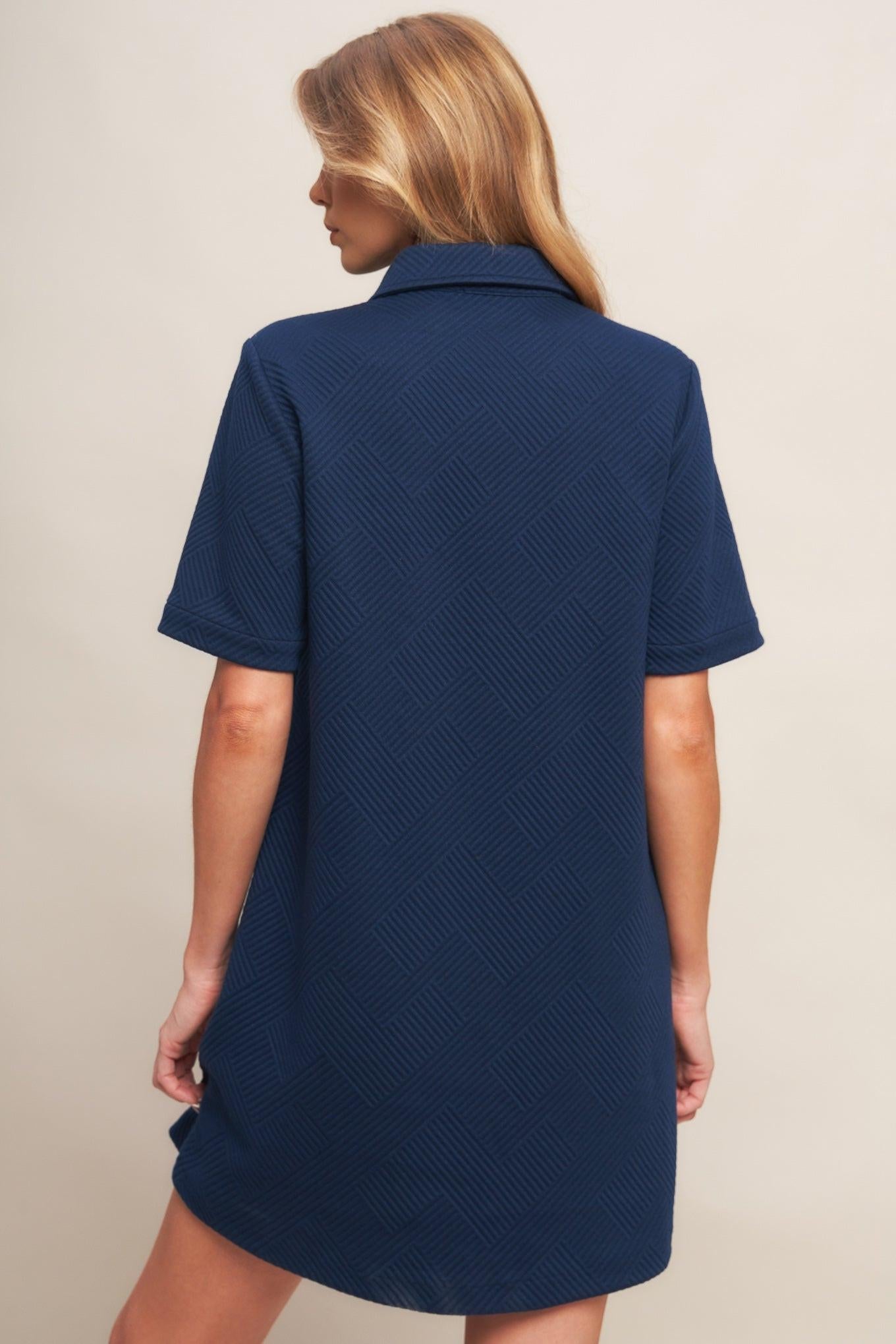 Downtown Cool Knit Mini Dress in navy, view 6 — Soul Flow Apparel