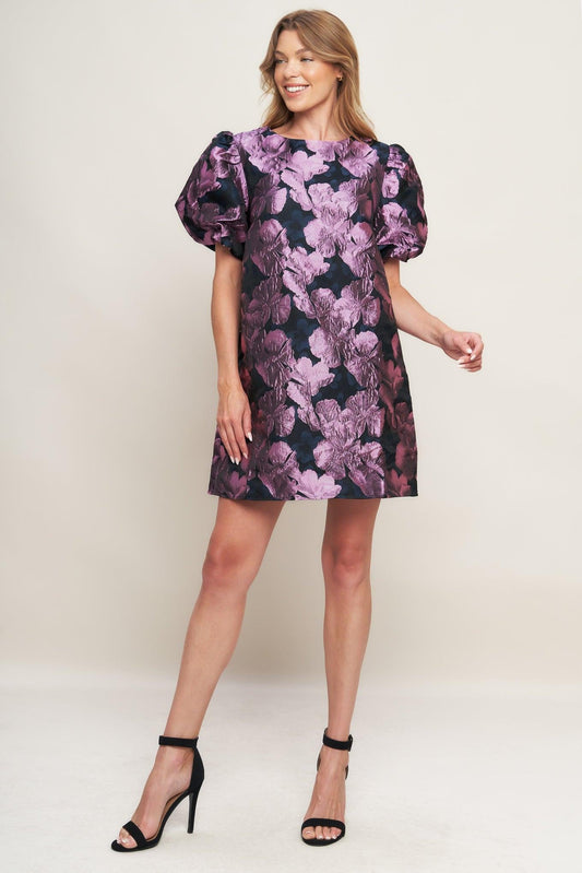 Party Perfect Woven Mini Dress in black orchid, view 3 — Soul Flow Apparel