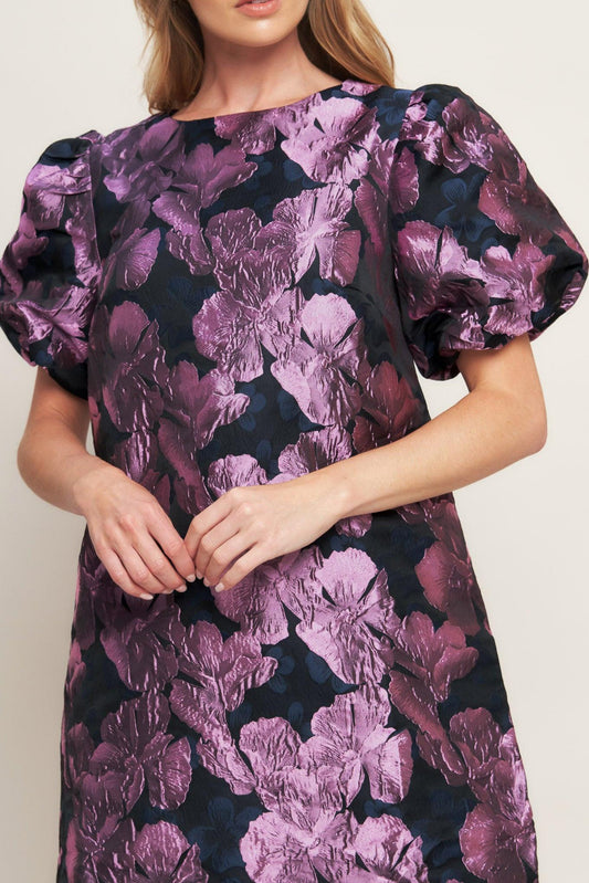 Party Perfect Woven Mini Dress in black orchid, view 7 — Soul Flow Apparel