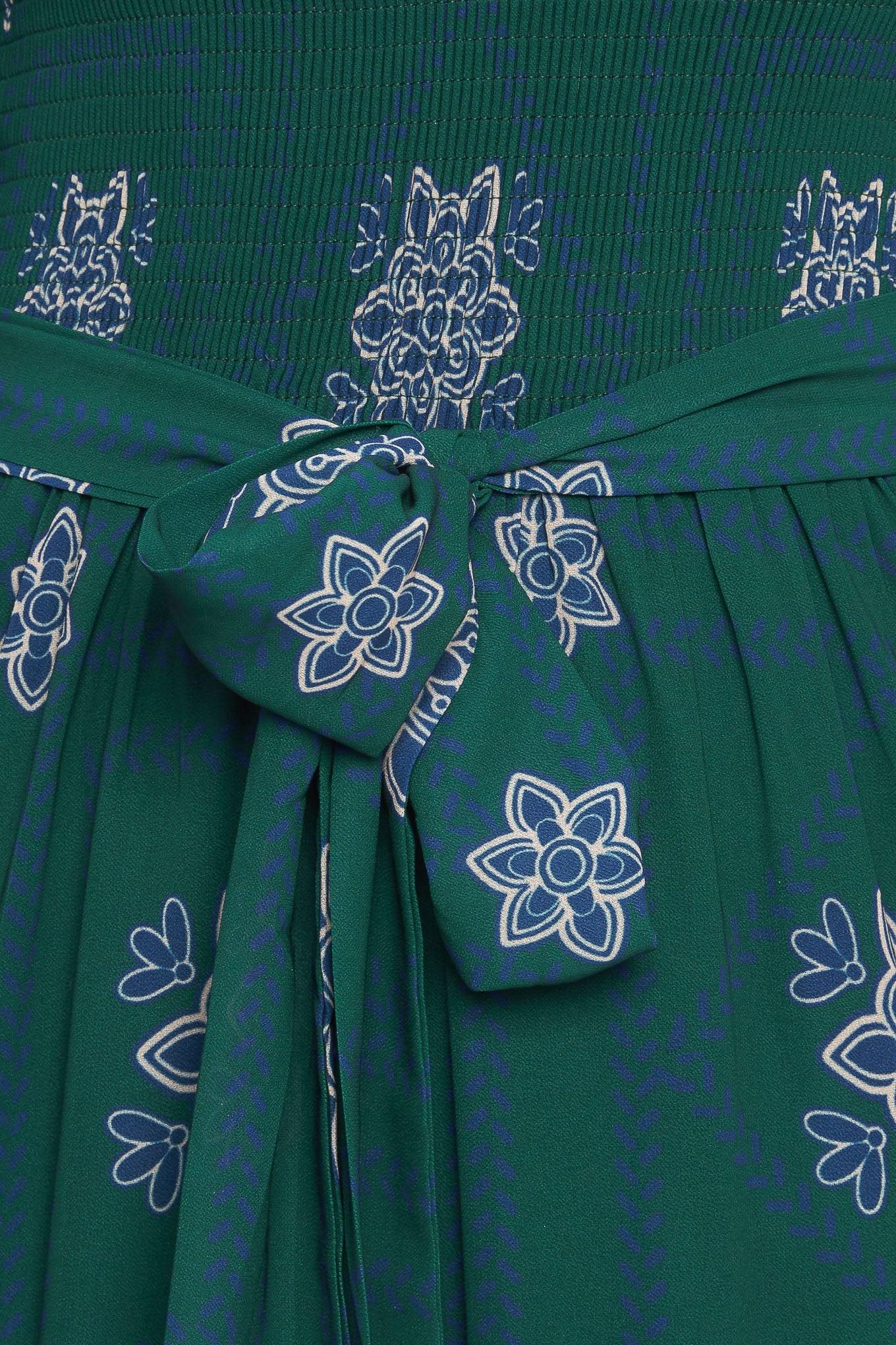 Azure Botanique Woven Maxi Dress in green, fabric swatch — Soul Flow Apparel