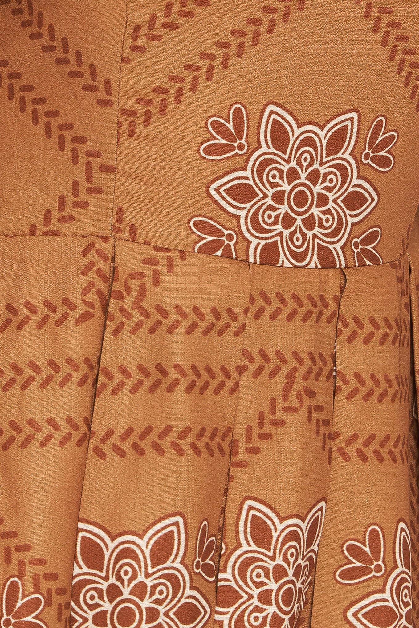 Southwest Squares Woven Midi Dress in camel, fabric swatch — Soul Flow Apparel