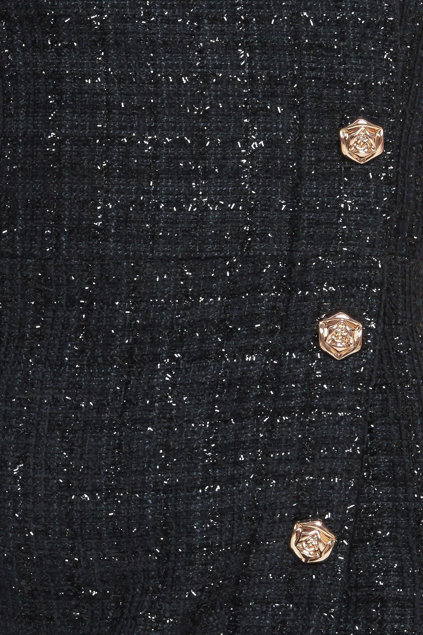 Citylight Spark Tweed Mini Dress in black, fabric swatch — Soul Flow Apparel