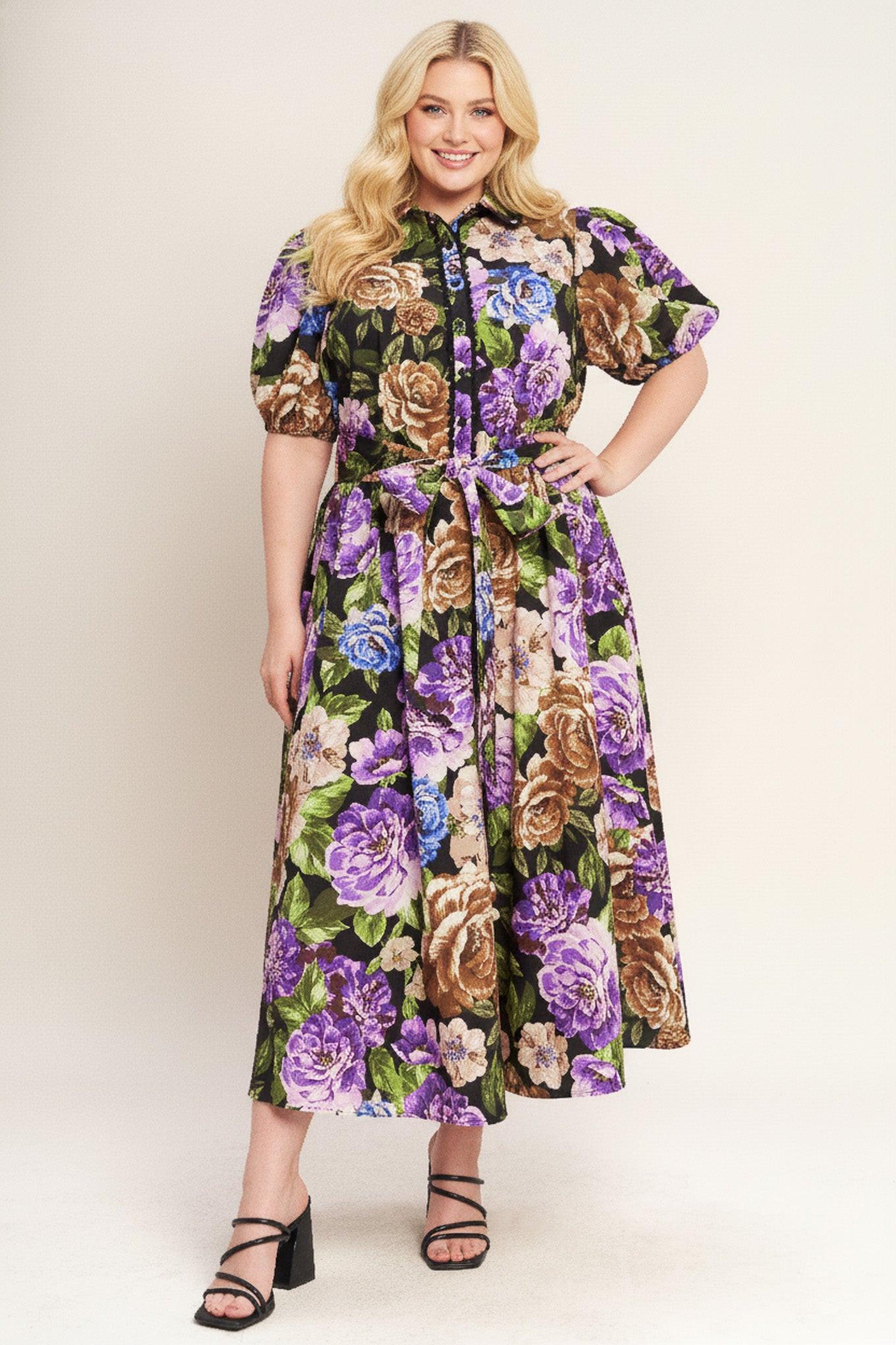 Vivid Heritage Woven Midi Dress in black, view 6 — Soul Flow Apparel