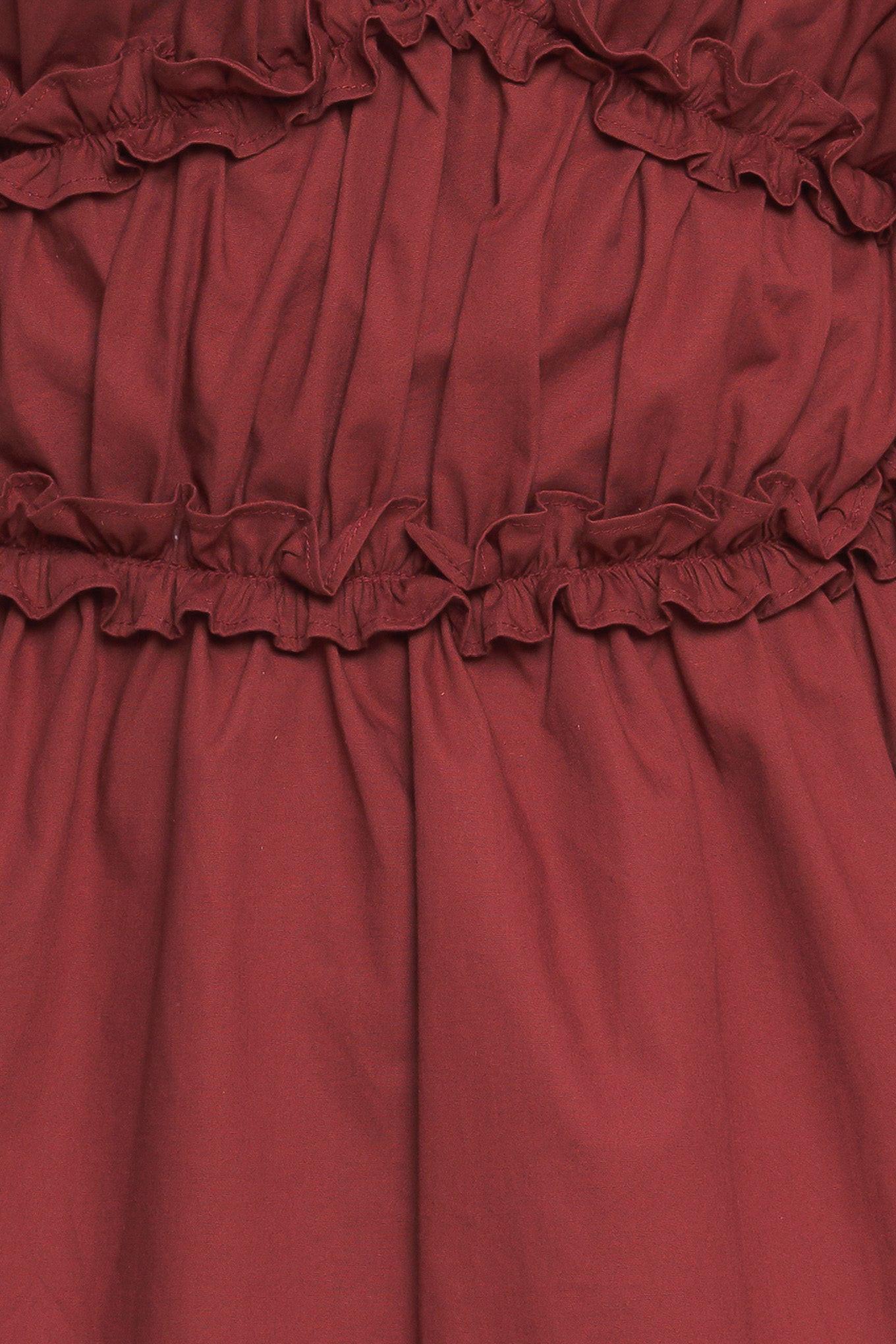 Playful Classic Woven Mini Dress in maroon, fabric swatch — Soul Flow Apparel