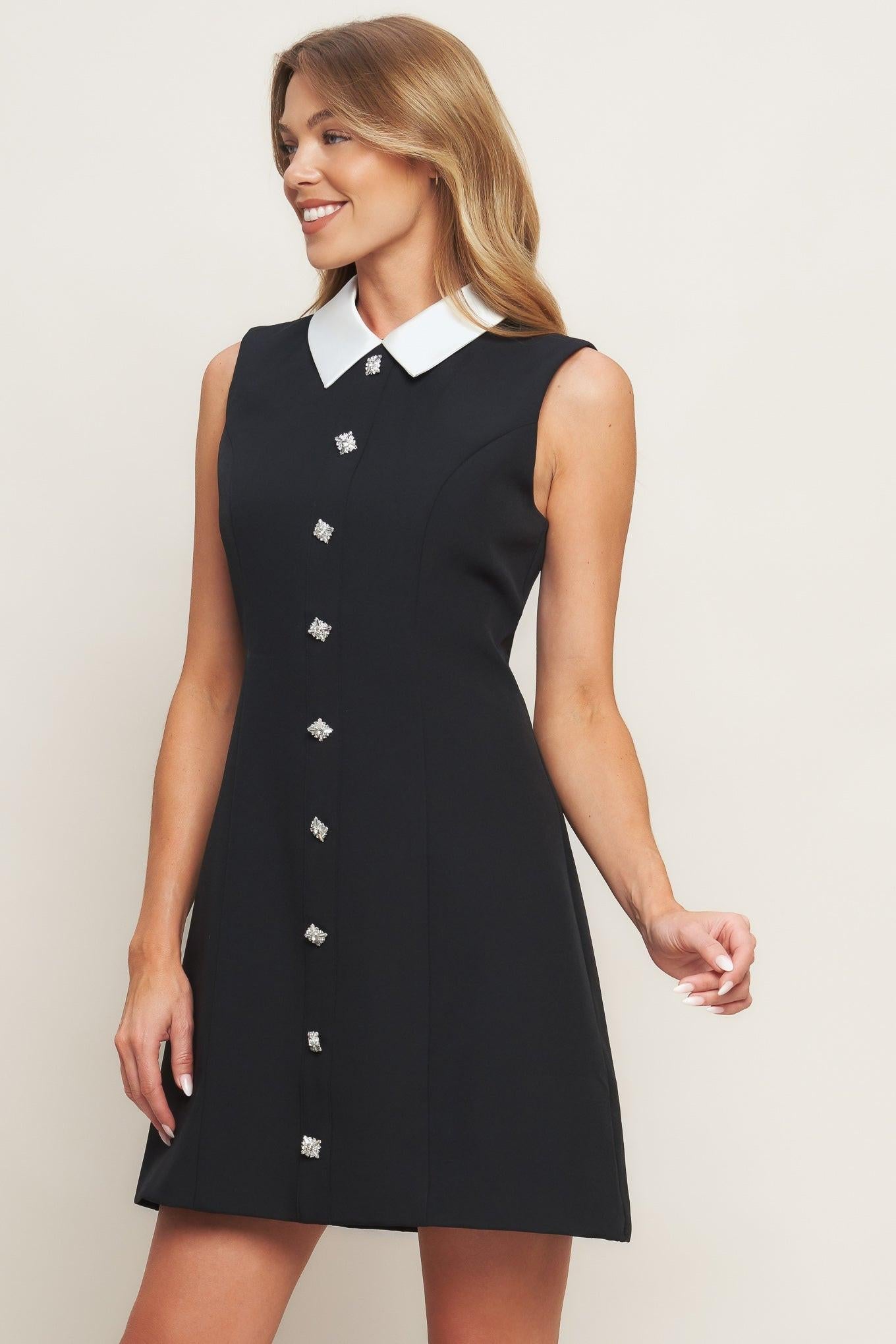 Lovely Moment Black Woven Mini Dress, view 5 — Soul Flow Apparel
