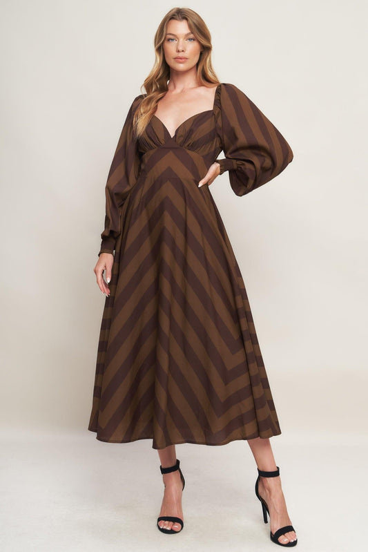Brown Goddess Flow Woven Midi Dress, view 1 — Soul Flow Apparel