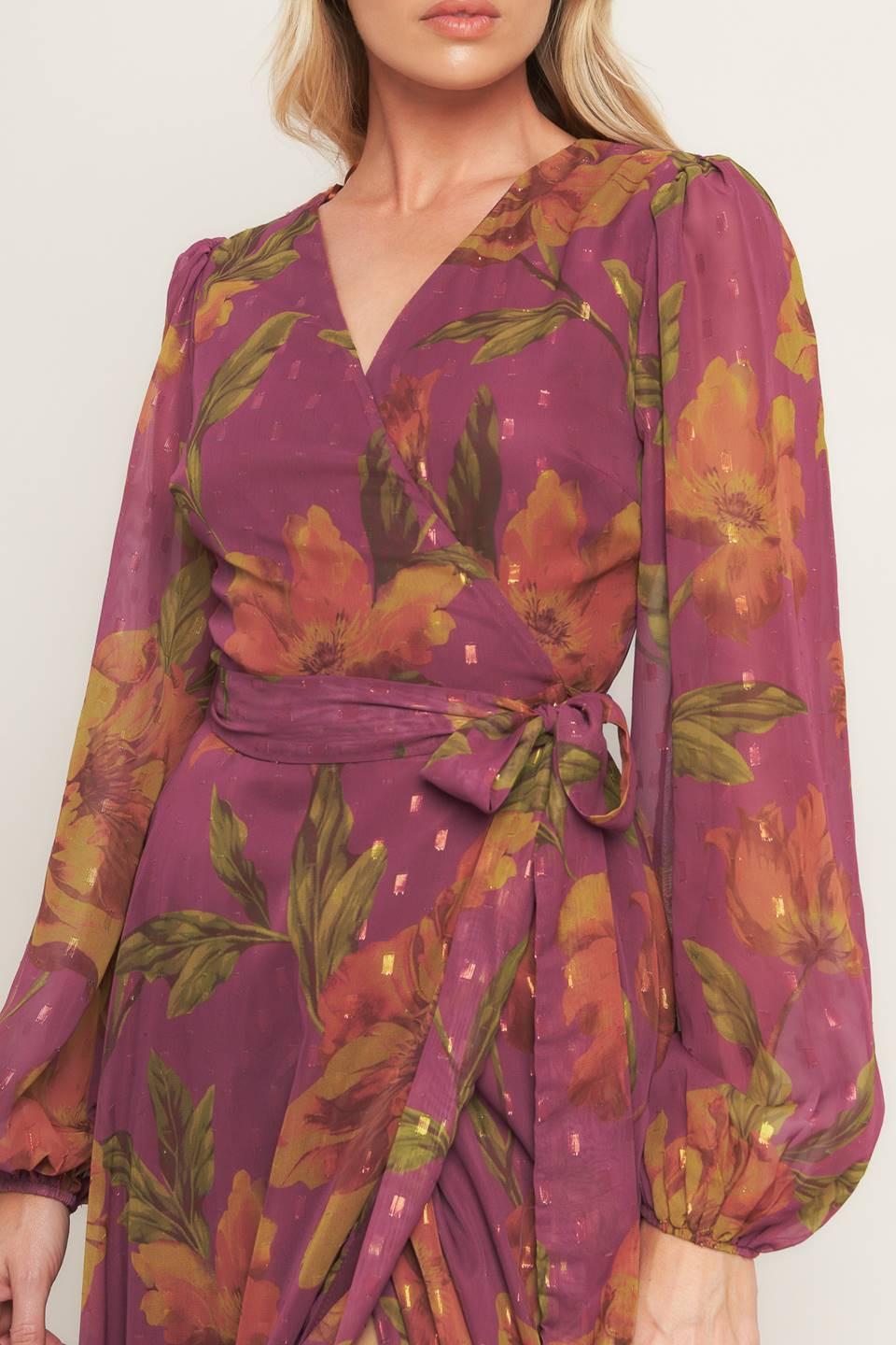 Ember Garden Woven Maxi Dress in dark mauve, view 7 — Soul Flow Apparel