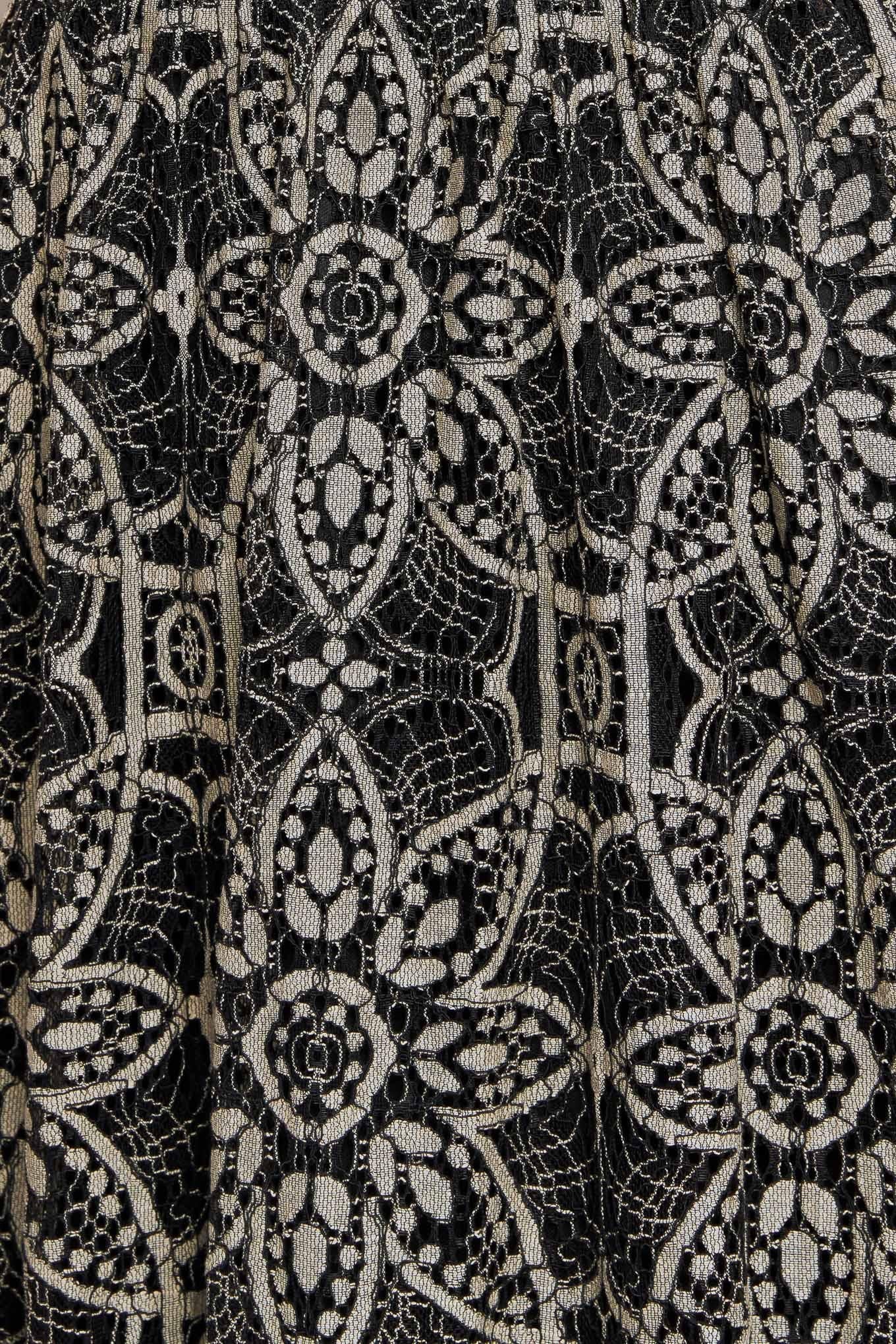 Gothic Bloom Woven Lace Midi Dress in black, fabric swatch — Soul Flow Apparel