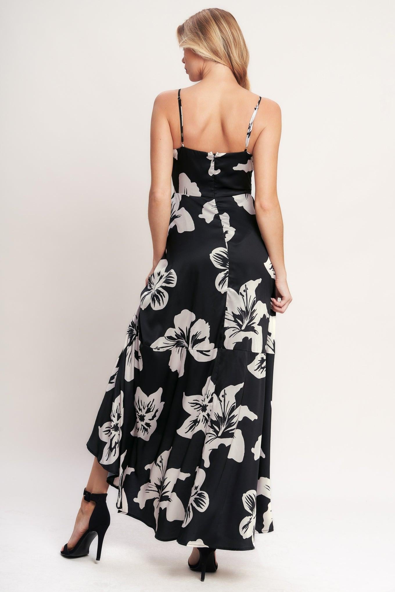 Eternal Flora Woven Maxi Dress in black, view 5 — Soul Flow Apparel