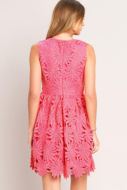 Rose Petal Charm Mini Dress in pink, view 3 — Soul Flow Apparel