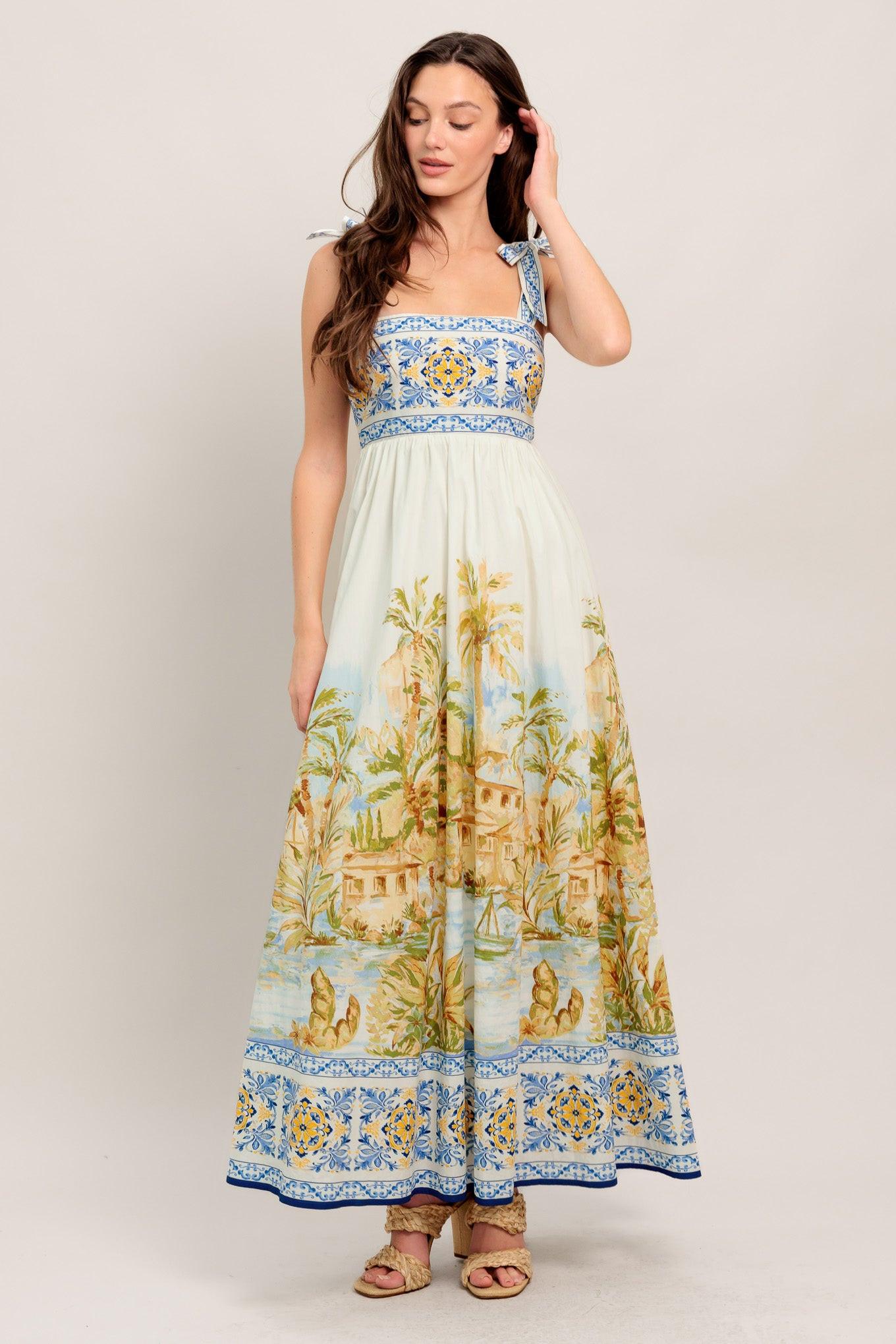 Postcard Perfect Woven Maxi Dress in ivory, view 2 — Soul Flow Apparel