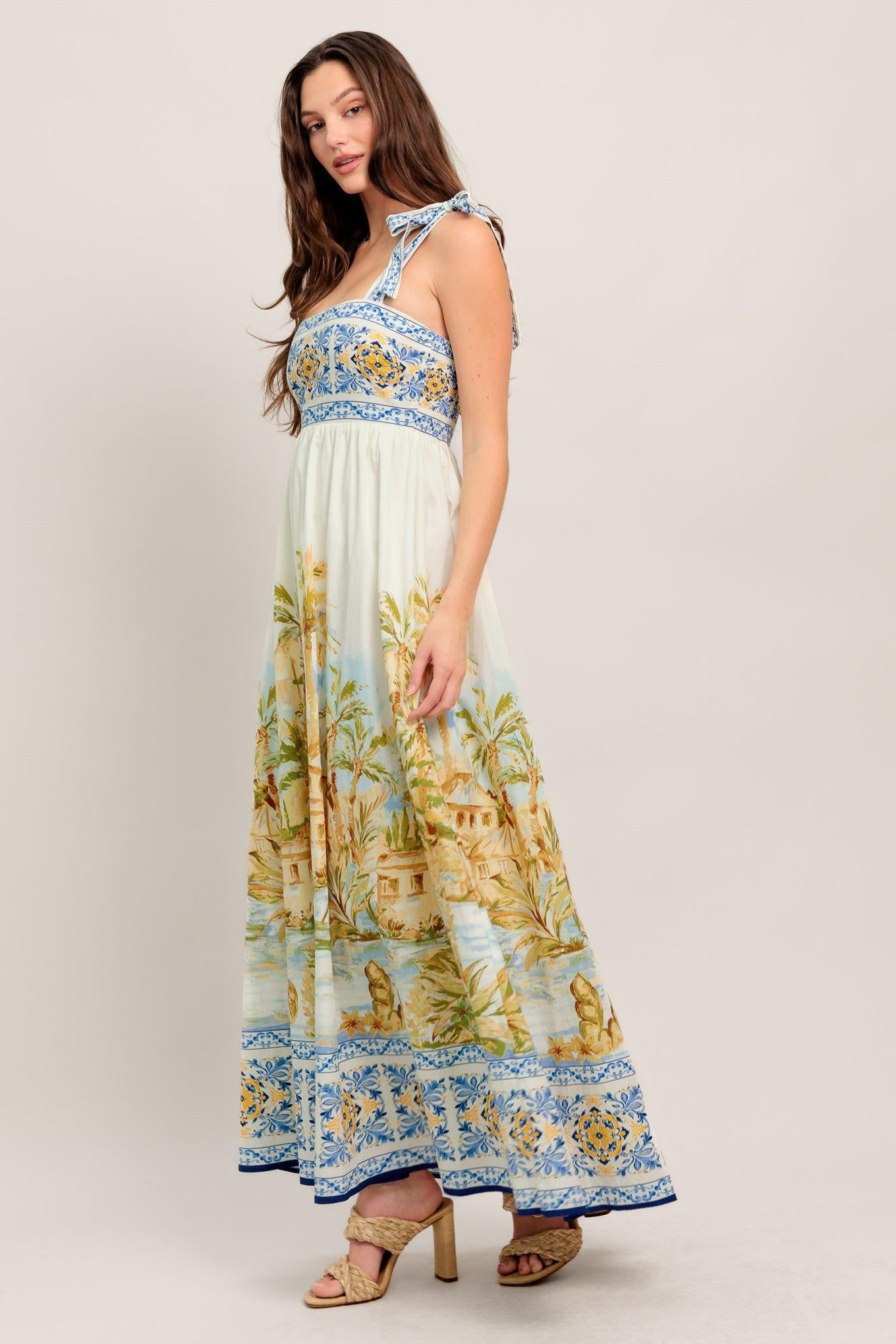 Postcard Perfect Woven Maxi Dress in ivory, view 3 — Soul Flow Apparel
