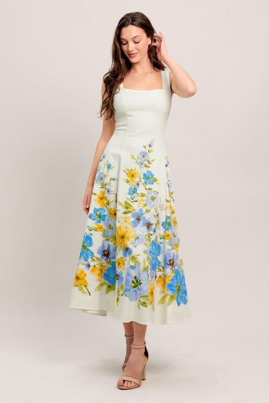 Dreaming of the Coast Woven Midi Dress in off-white, view 2 — Soul Flow Apparel