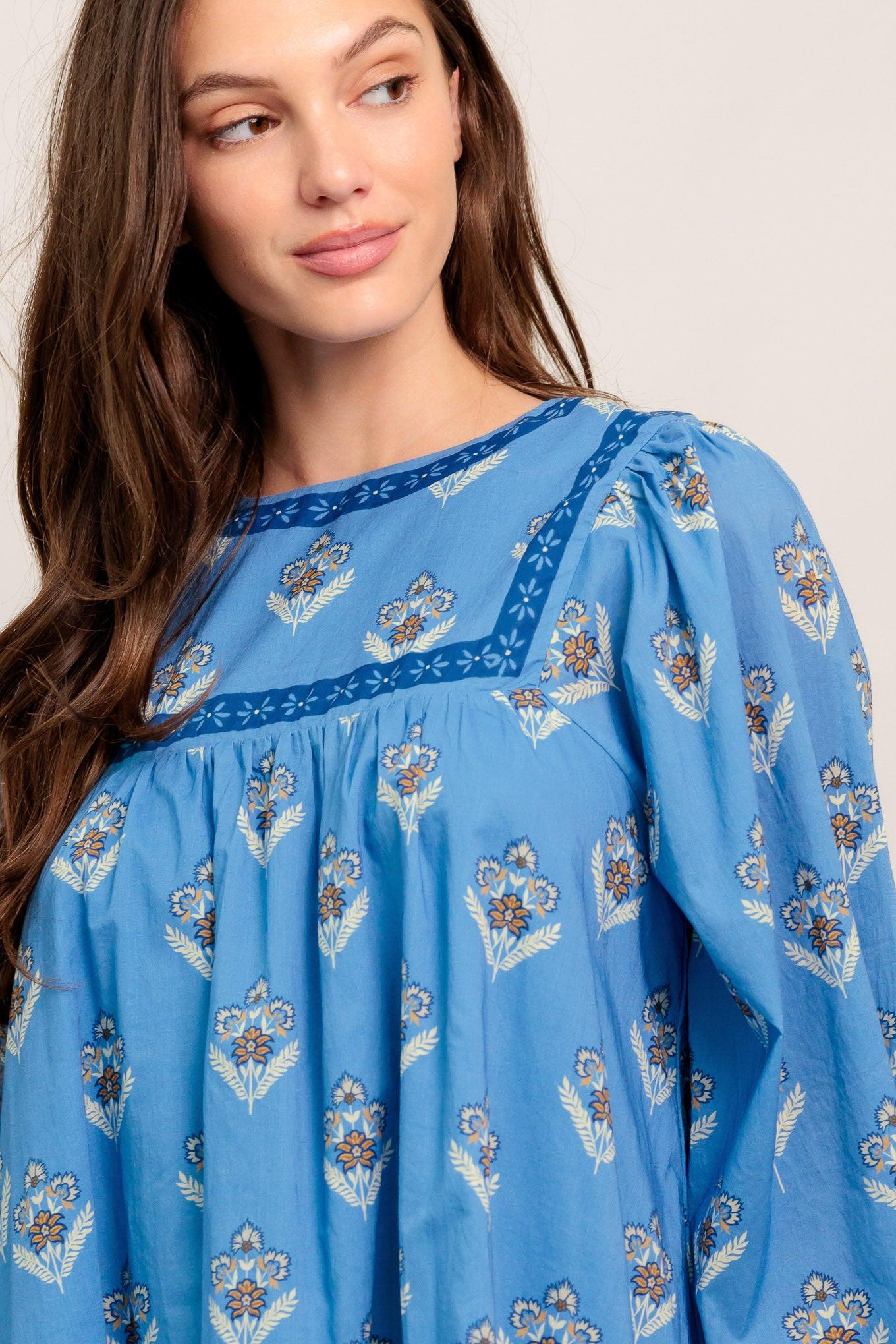 Effortlessly Yours Woven Mini Dress in blue, view 3 — Soul Flow Apparel