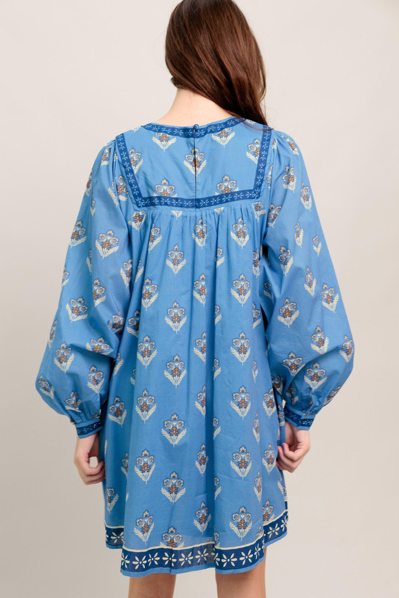 Effortlessly Yours Woven Mini Dress in blue, view 5 — Soul Flow Apparel