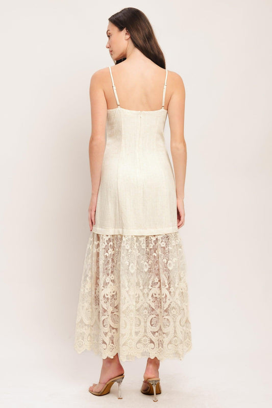Milk Petal Woven Lace Midi Dress in natural, view 7 — Soul Flow Apparel