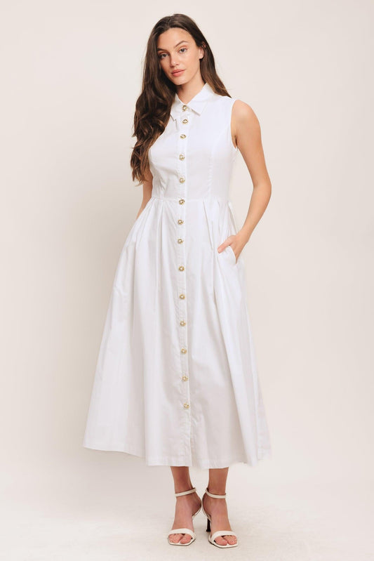 Heart of White Woven Midi Dress, view 1 — Soul Flow Apparel