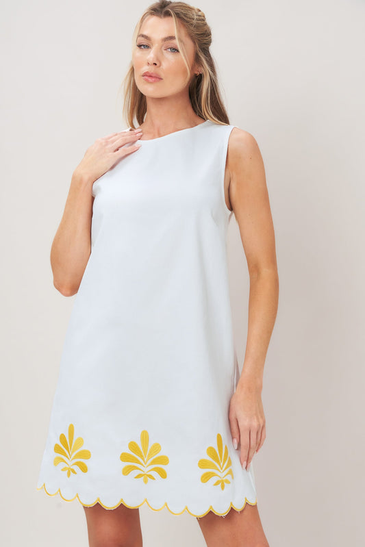 Sweet As Sunshine Woven Mini Dress in off-white, view 6 — Soul Flow Apparel