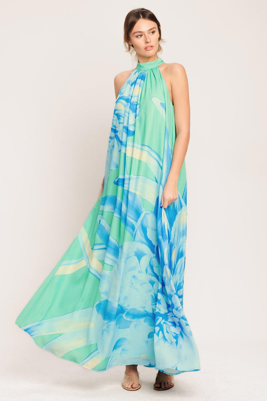Blue Horizon Woven Maxi Dress in mint, view 1 — Soul Flow Apparel