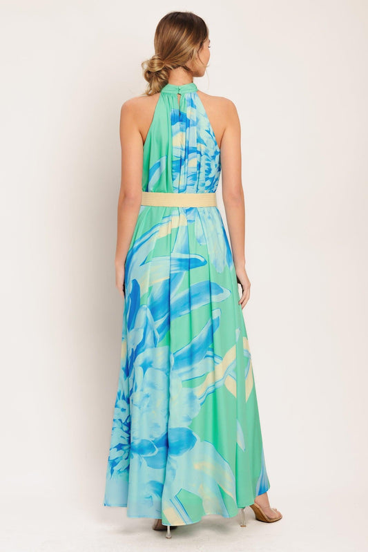 Blue Horizon Woven Maxi Dress in mint, view 2 — Soul Flow Apparel