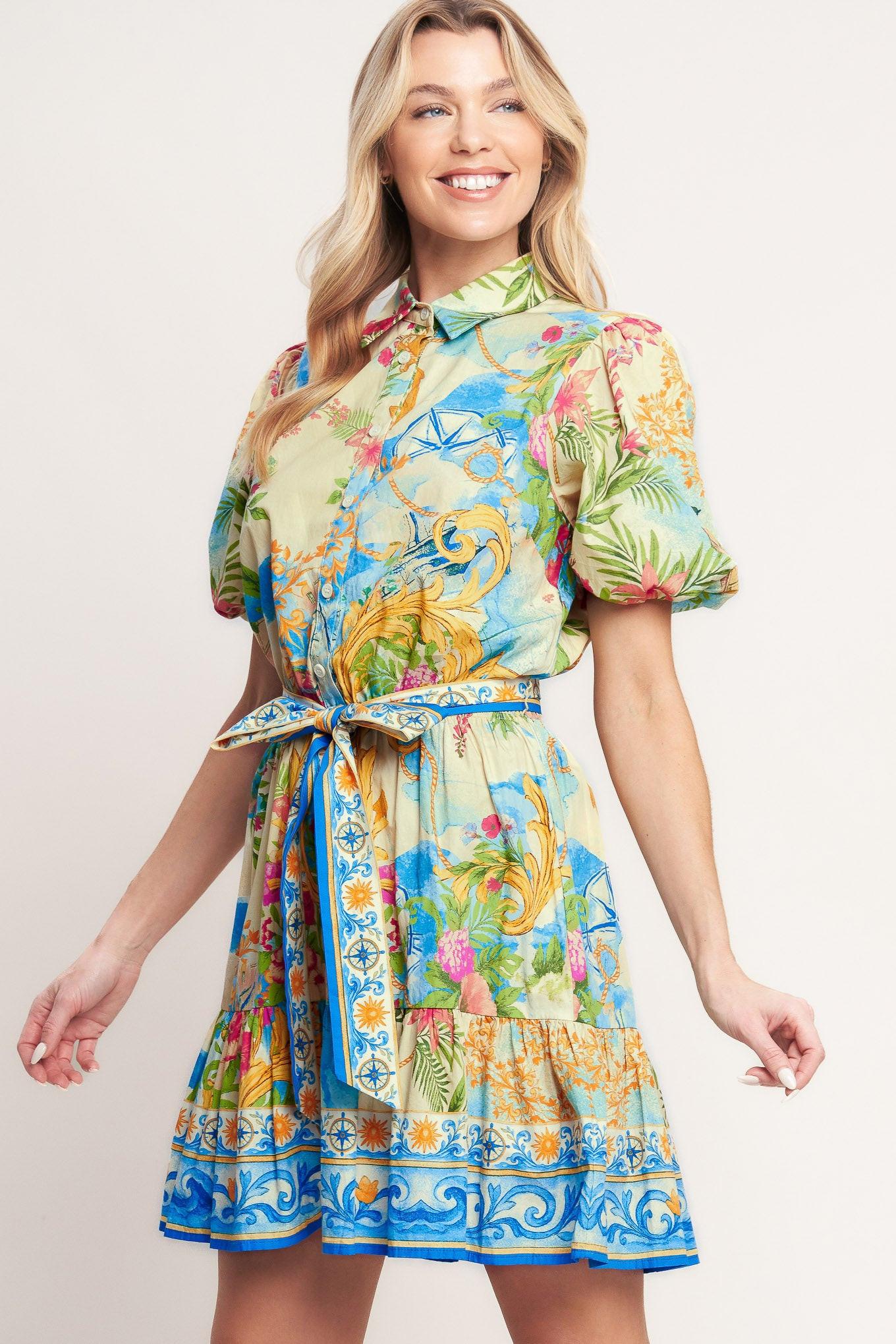 Meet Me in Paradise Woven Mini Dress in multi, view 3 — Soul Flow Apparel