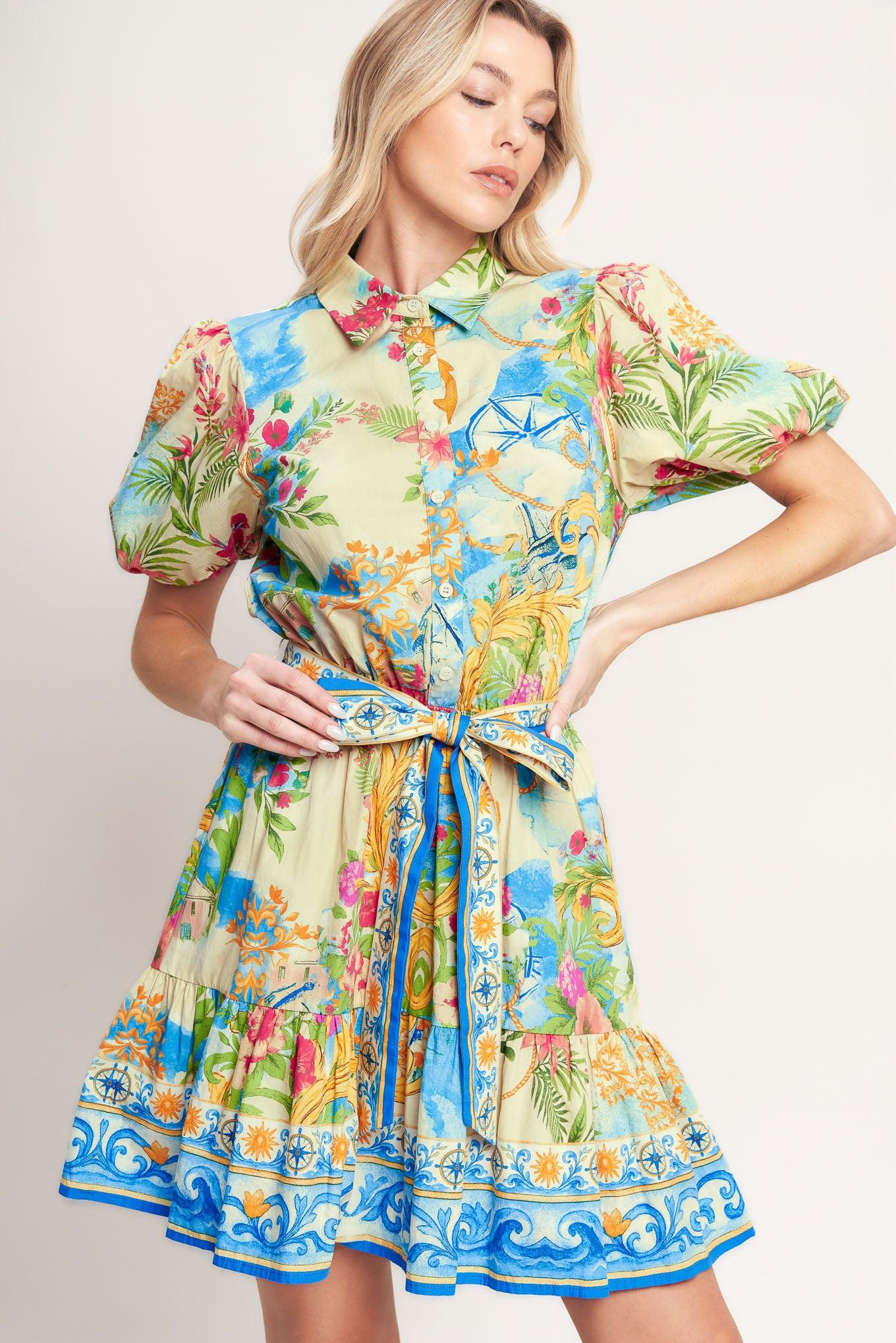 Meet Me in Paradise Woven Mini Dress in multi, view 5 — Soul Flow Apparel