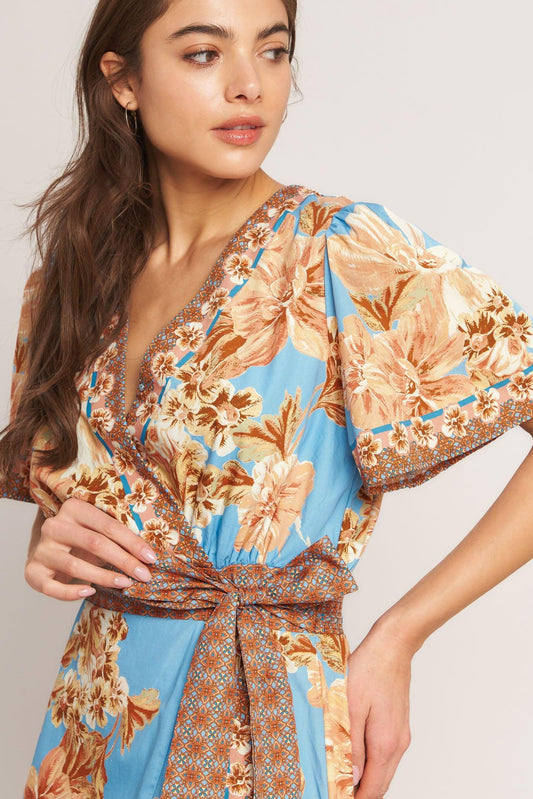 Havana Heat Woven Hi-Lo Midi Dress in light blue, view 7 — Soul Flow Apparel