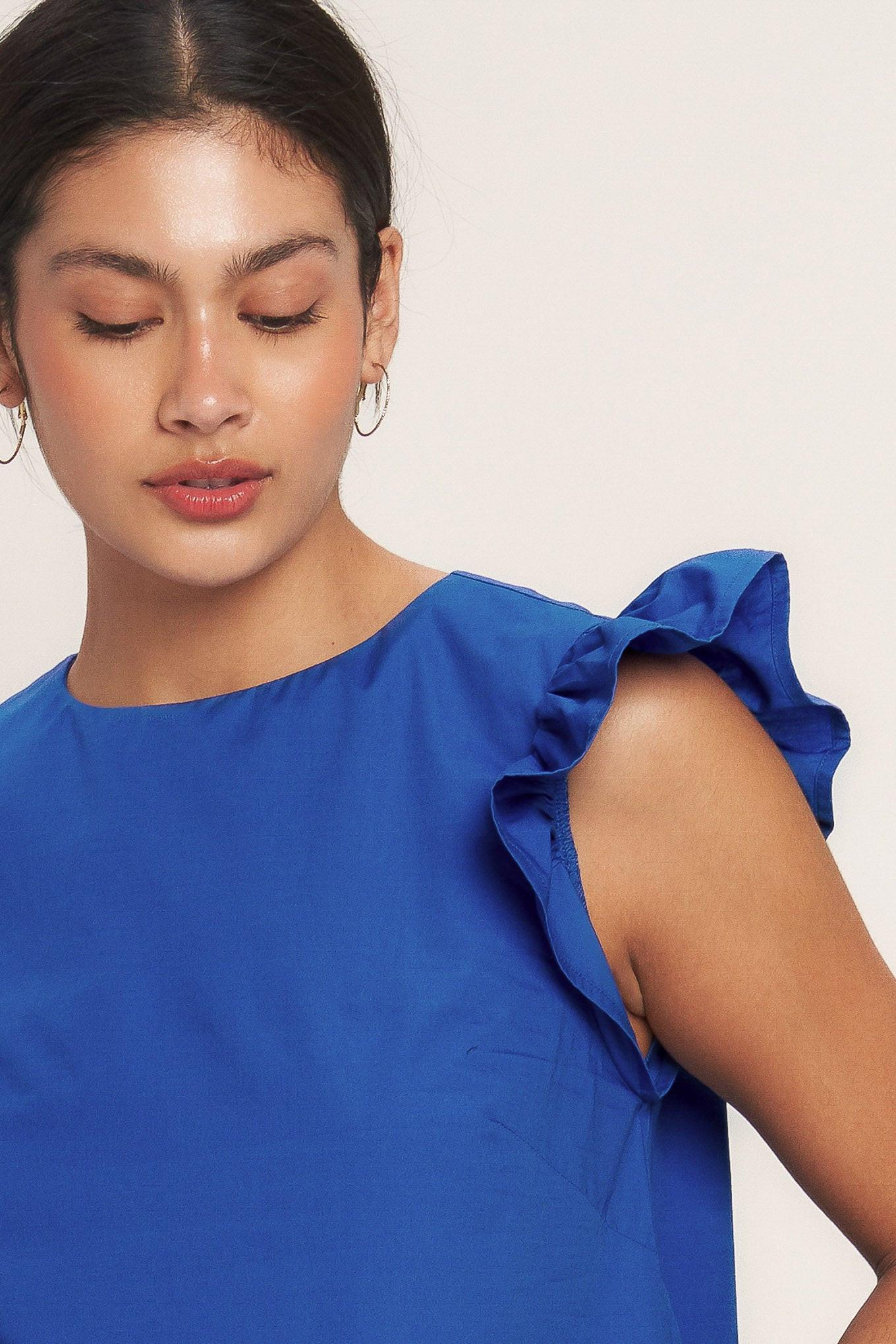 Seaside Sweetheart Color Blocked Mini Dress in blue, view 3 — Soul Flow Apparel