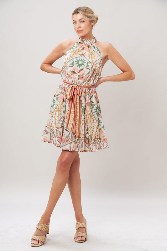 Soft Voyage Woven Mini Dress in ivory, view 2 — Soul Flow Apparel