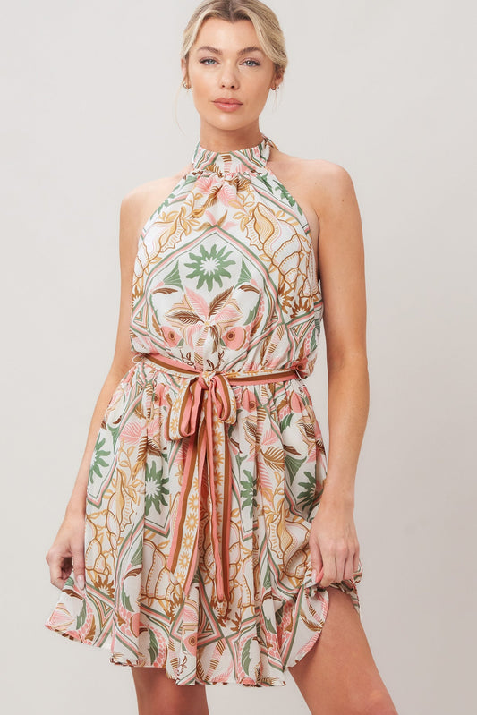 Soft Voyage Woven Mini Dress in ivory, view 3 — Soul Flow Apparel