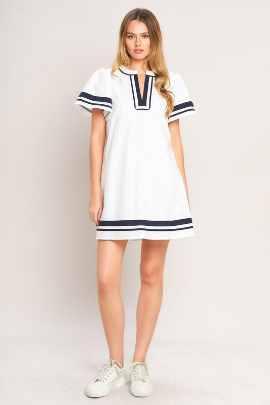 Weekend In The Hamptons Woven Mini Dress in white, view 1 — Soul Flow Apparel